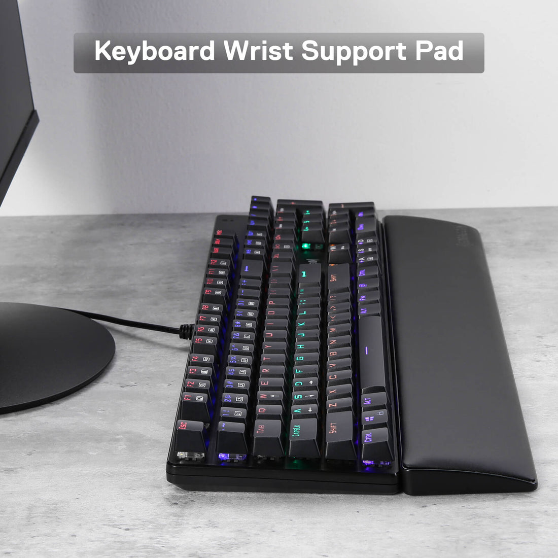 Pad Rehat Pergelangan Tangan Papan Kekunci Komputer Redragon, Sokongan Pergelangan Tangan Buih Memori Lembut Ergonomik dengan Tapak Getah Anti-Gelincir