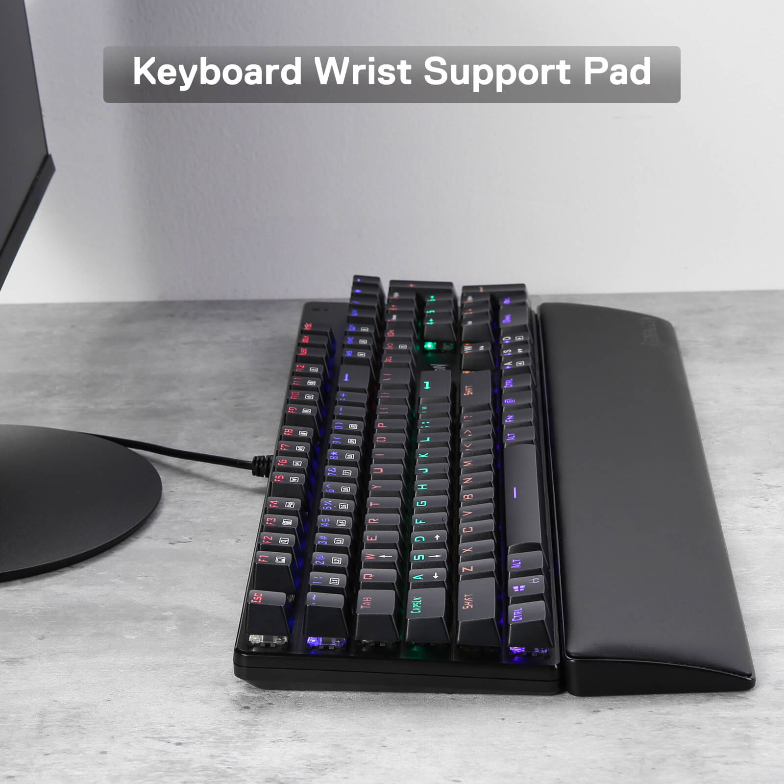 Pad Rehat Pergelangan Tangan Papan Kekunci Komputer Redragon, Sokongan Pergelangan Tangan Buih Memori Lembut Ergonomik dengan Tapak Getah Anti-Gelincir