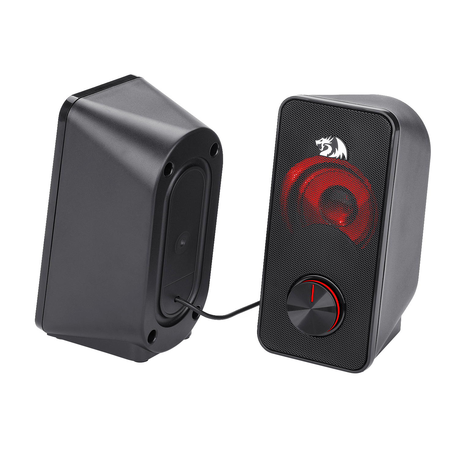 Redragon GS500 Stentor Pembesar Suara Permainan PC, Pembesar Suara Komputer Desktop Stereo 2.0 Saluran dengan Lampu Latar Merah
