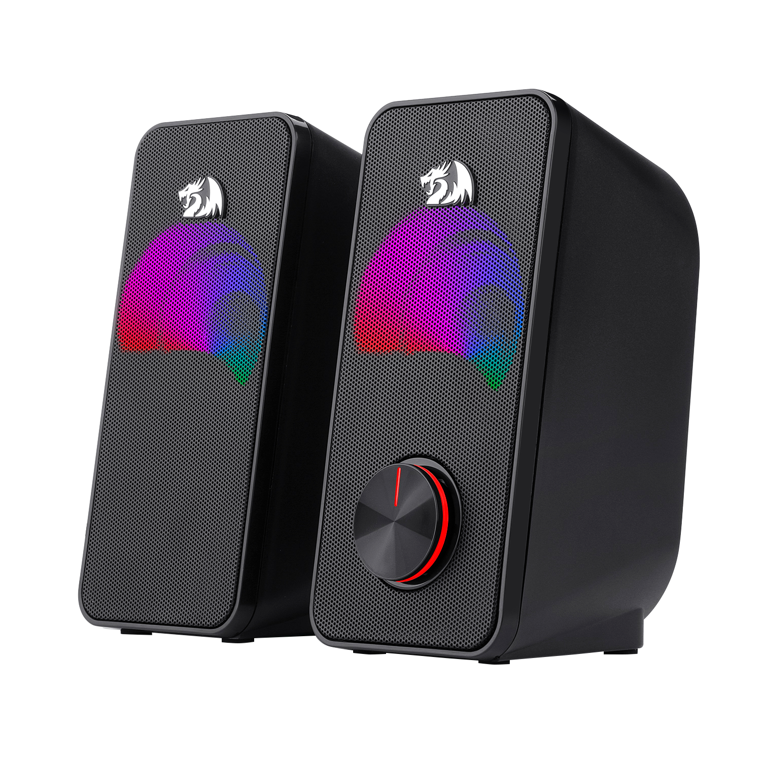 Redragon GS500 Stentor Pembesar Suara Permainan PC, Pembesar Suara Komputer Desktop Stereo 2.0 Saluran dengan Lampu Latar Merah