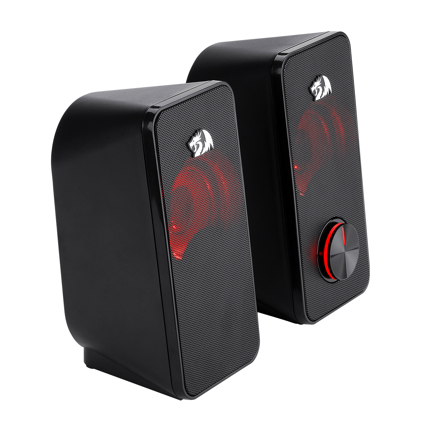 Redragon GS500 Stentor Pembesar Suara Permainan PC, Pembesar Suara Komputer Desktop Stereo 2.0 Saluran dengan Lampu Latar Merah