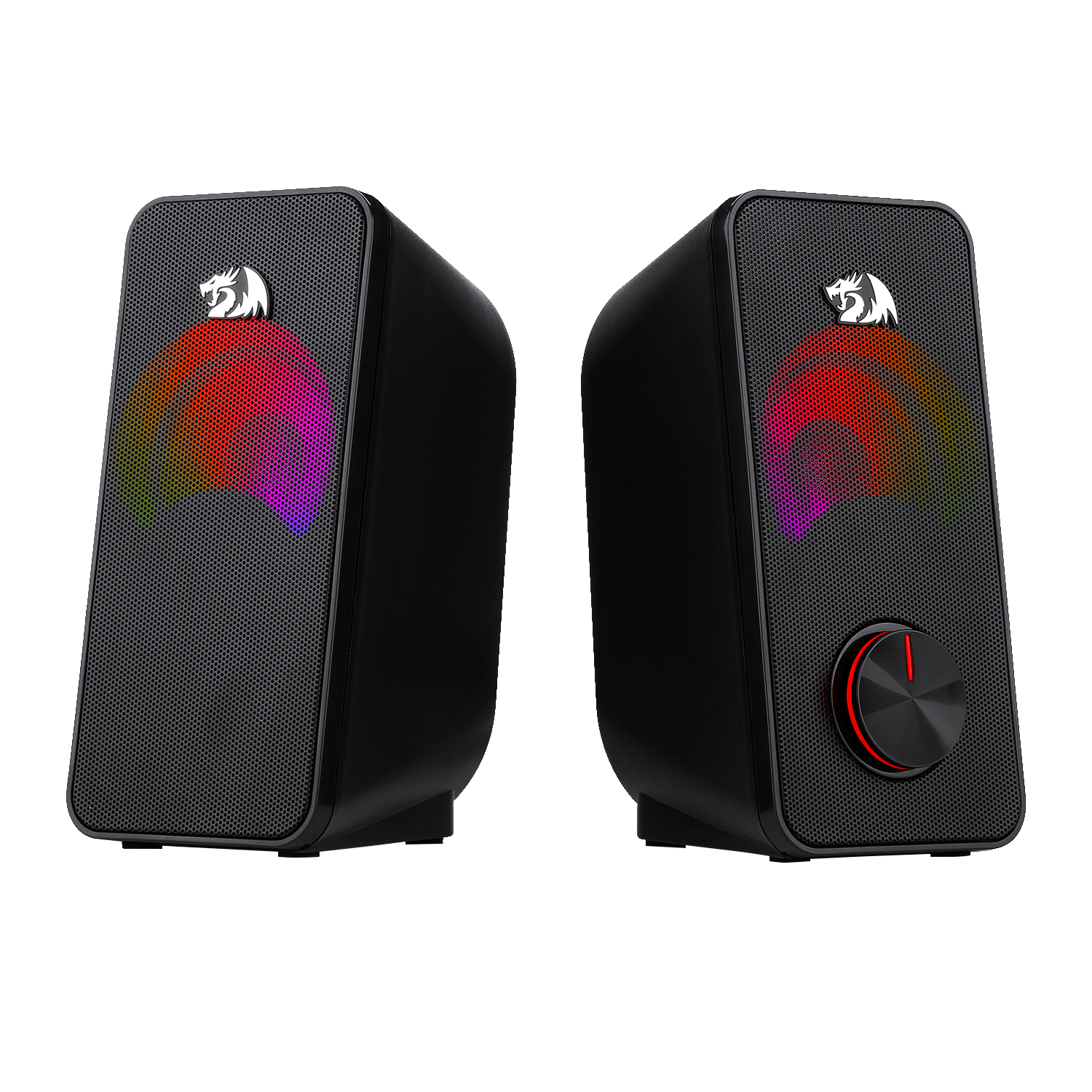 Redragon GS500 Stentor Pembesar Suara Permainan PC, Pembesar Suara Komputer Desktop Stereo 2.0 Saluran dengan Lampu Latar Merah