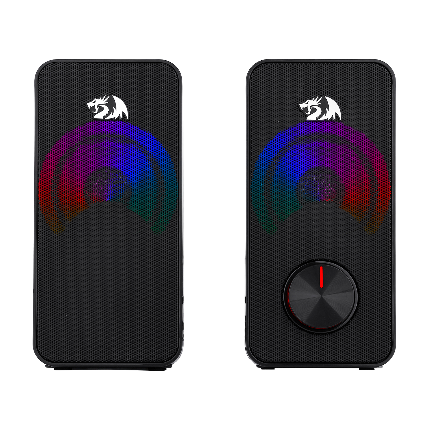 Redragon GS500 Stentor Pembesar Suara Permainan PC, Pembesar Suara Komputer Desktop Stereo 2.0 Saluran dengan Lampu Latar Merah