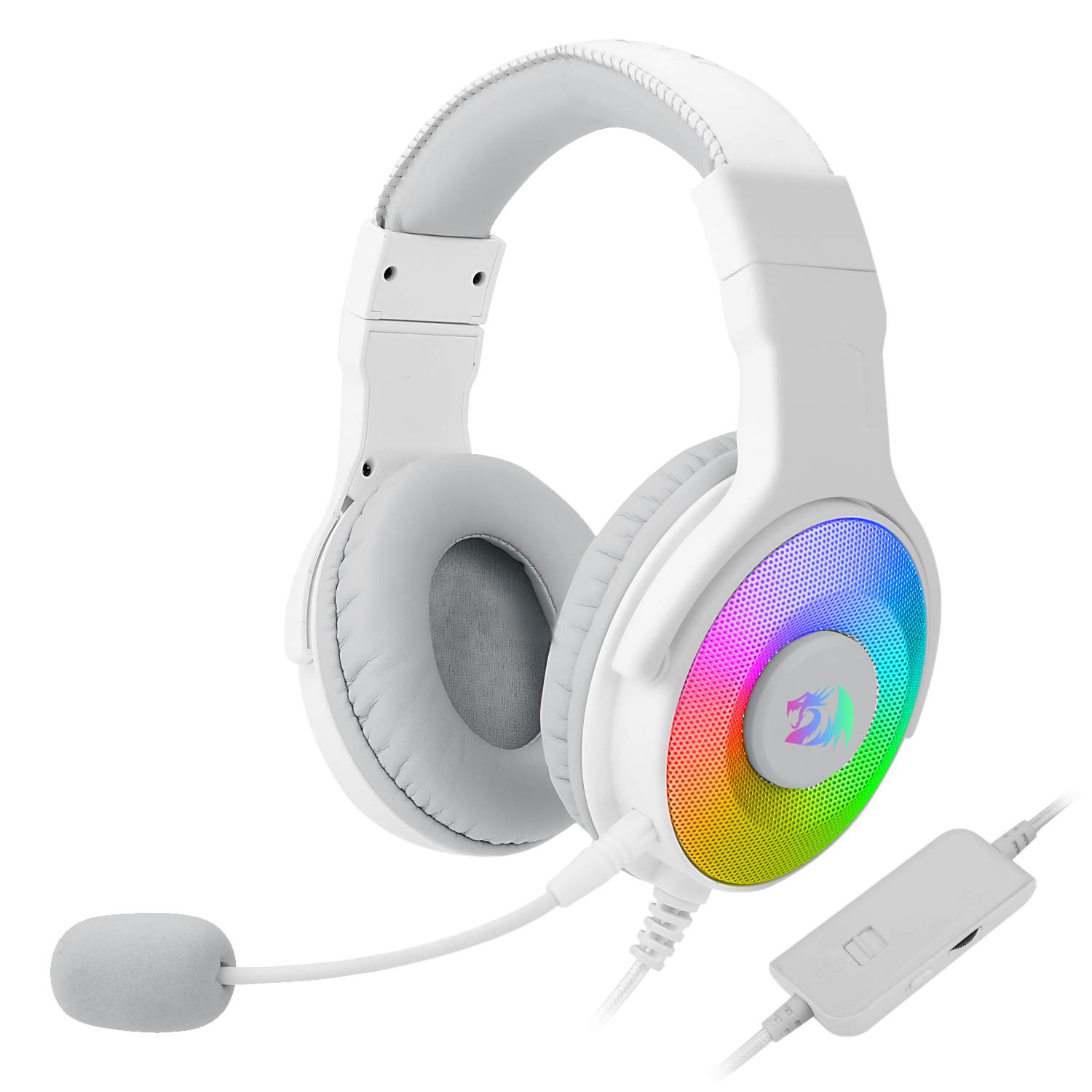 Set Kepala Permainan Berwayar Redragon H350 Pandora RGB, Lampu Latar RGB Dinamik - Bunyi Keliling Stereo - Pemacu 50MM - Mikrofon Boleh Tanggal, Fon Kepala Atas Telinga Berfungsi untuk PC/PS4/XBOX One/NS