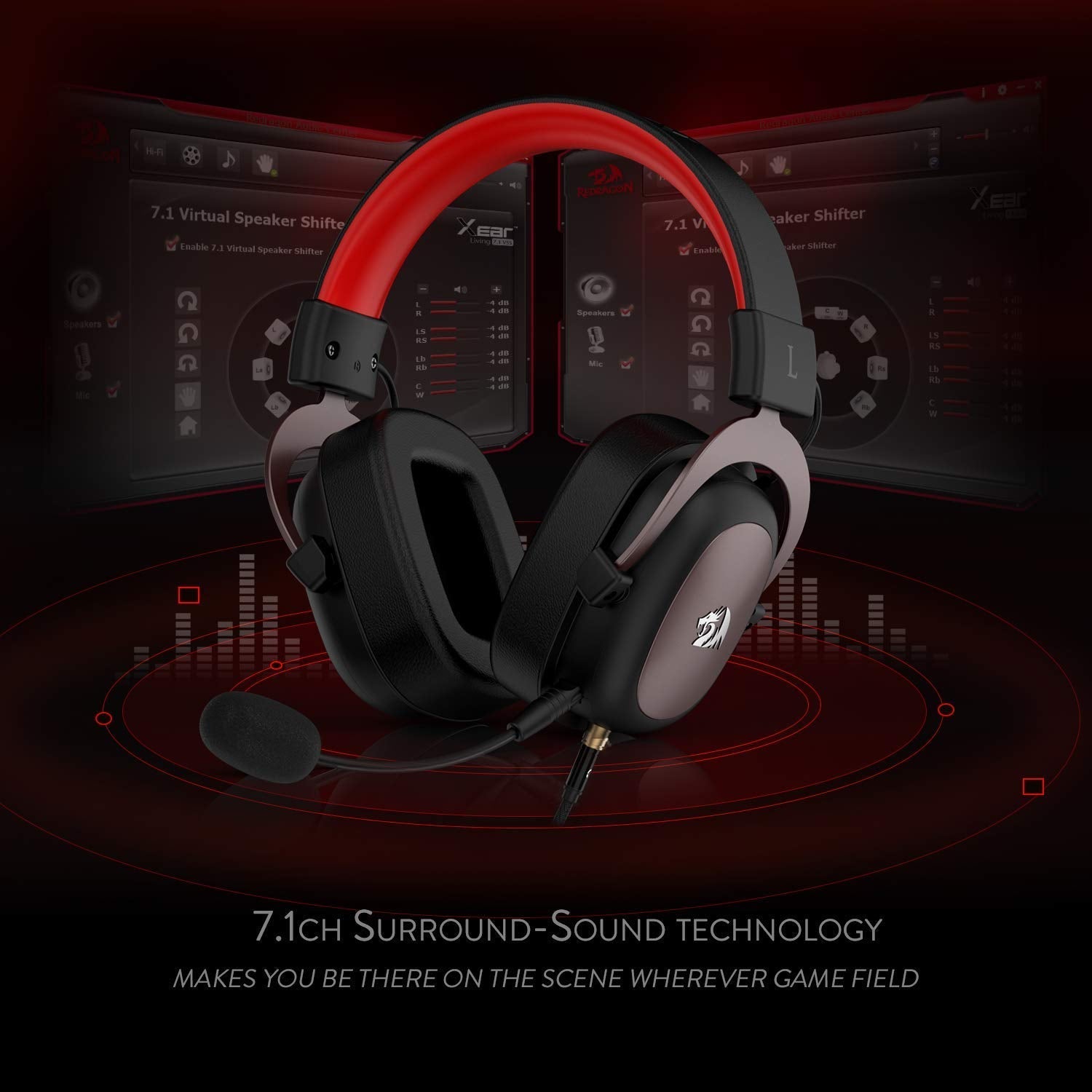 Redragon H510 Zeus Gaming Headphone Berkabel - Bunyi Surround 7.1 Maya - Kusyen Telinga Buih Memori - Pemacu 53MM - Mikrofon Boleh Tanggal - Headset Berbilang Platform - untuk PC / PS4 & Xbox One, Nintendo Switch