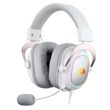 Alat Dengar Permainan Berwayar Redragon H510 Zeus-X RGB Putih - Bunyi Keliling 7.1 - Pemacu Audio 53MM dalam Pad Telinga Buih Memori dengan Penutup Fabrik Tahan Lama - Fon Kepala Pelbagai Platform - Dikuasakan USB untuk PC/PS4/NS
