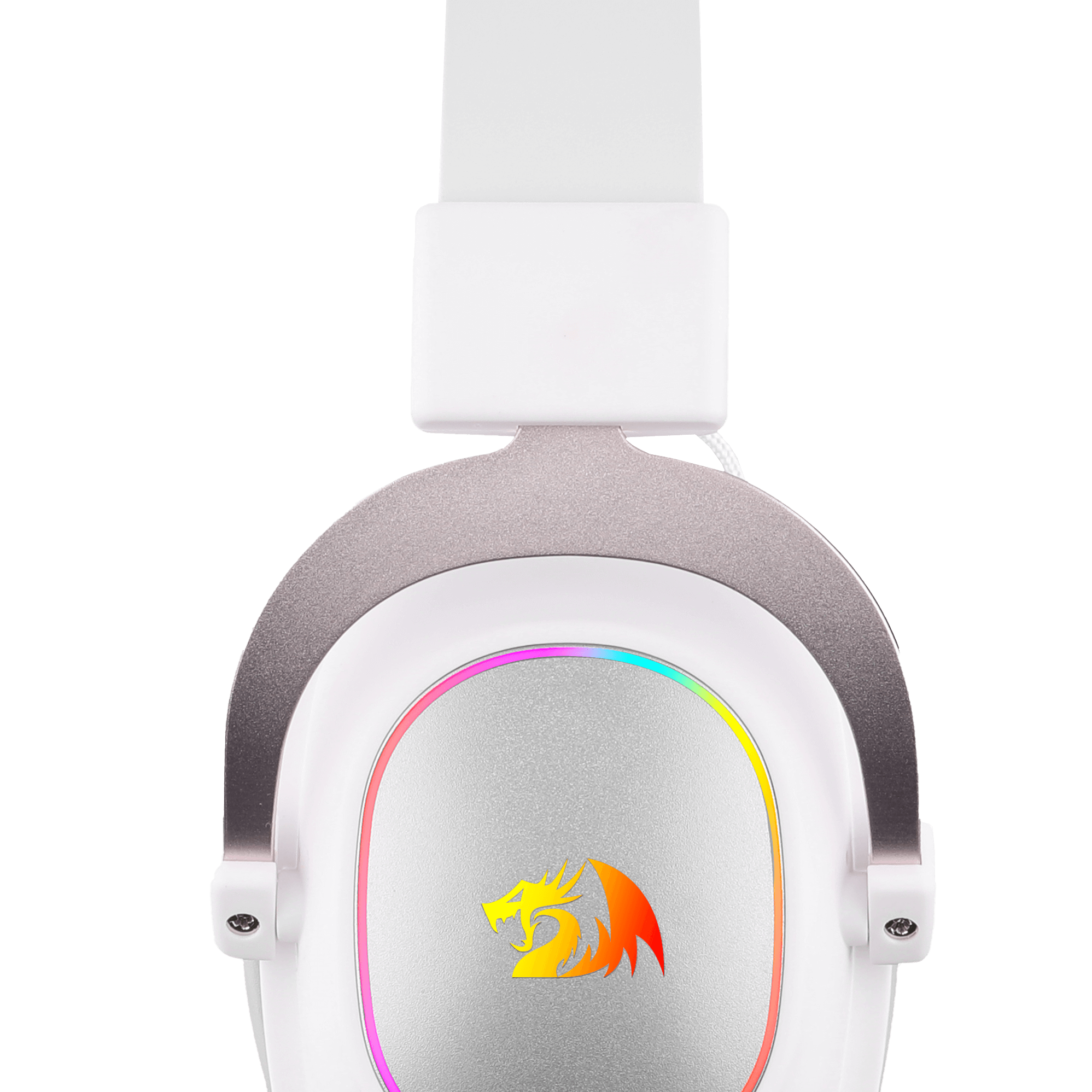 Alat Dengar Permainan Berwayar Redragon H510 Zeus-X RGB Putih - Bunyi Keliling 7.1 - Pemacu Audio 53MM dalam Pad Telinga Buih Memori dengan Penutup Fabrik Tahan Lama - Fon Kepala Pelbagai Platform - Dikuasakan USB untuk PC/PS4/NS