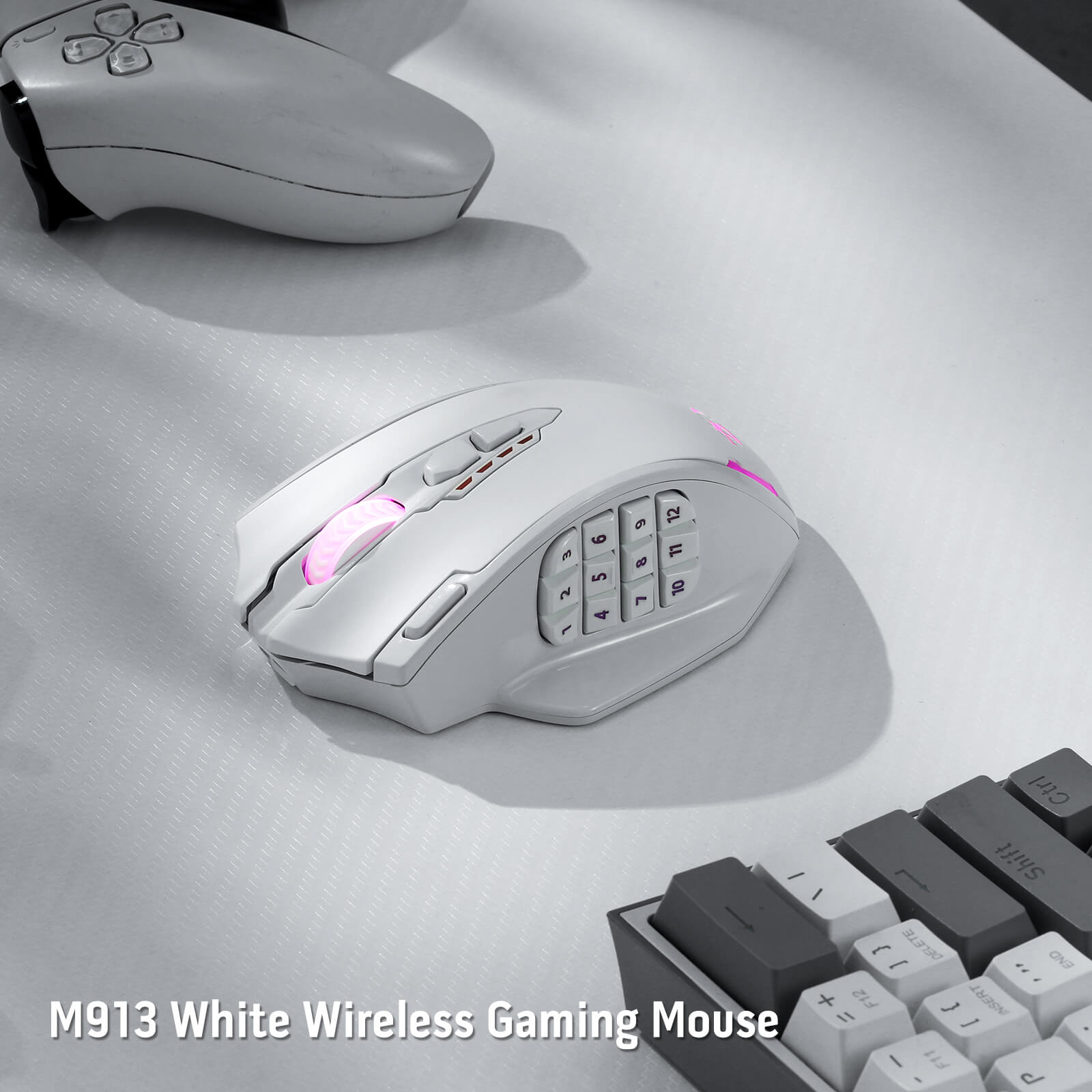 Redragon M913 Impact Elite Tetikus Gaming Tanpa Wayar, Tetikus Gamer RGB Berwayar/Tanpa Wayar 16000 DPI dengan 16 Butang Boleh Atur Cara