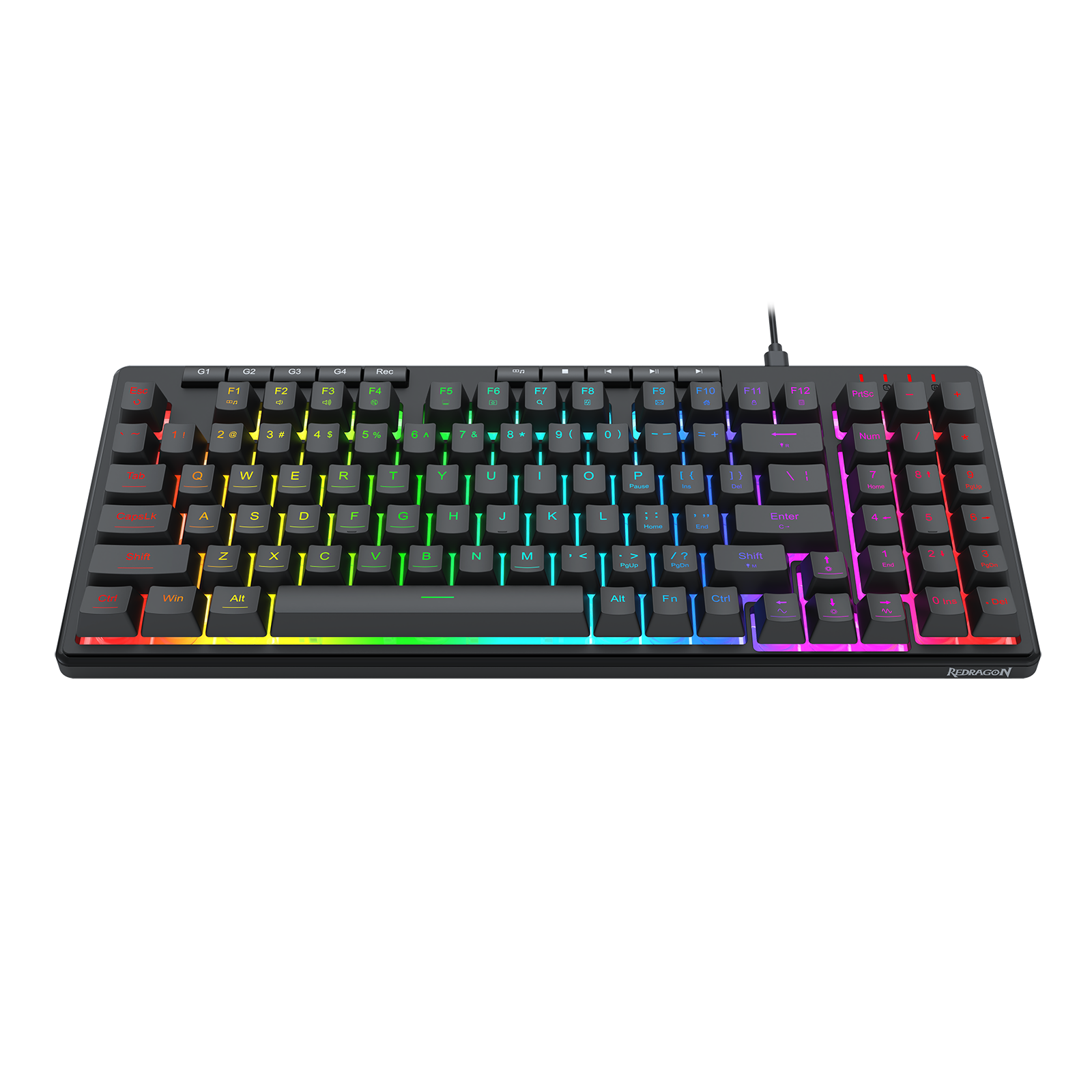 Papan kekunci Lampu Belakang RGB Permainan Berwayar Redragon SHIVA94 K517-RGB