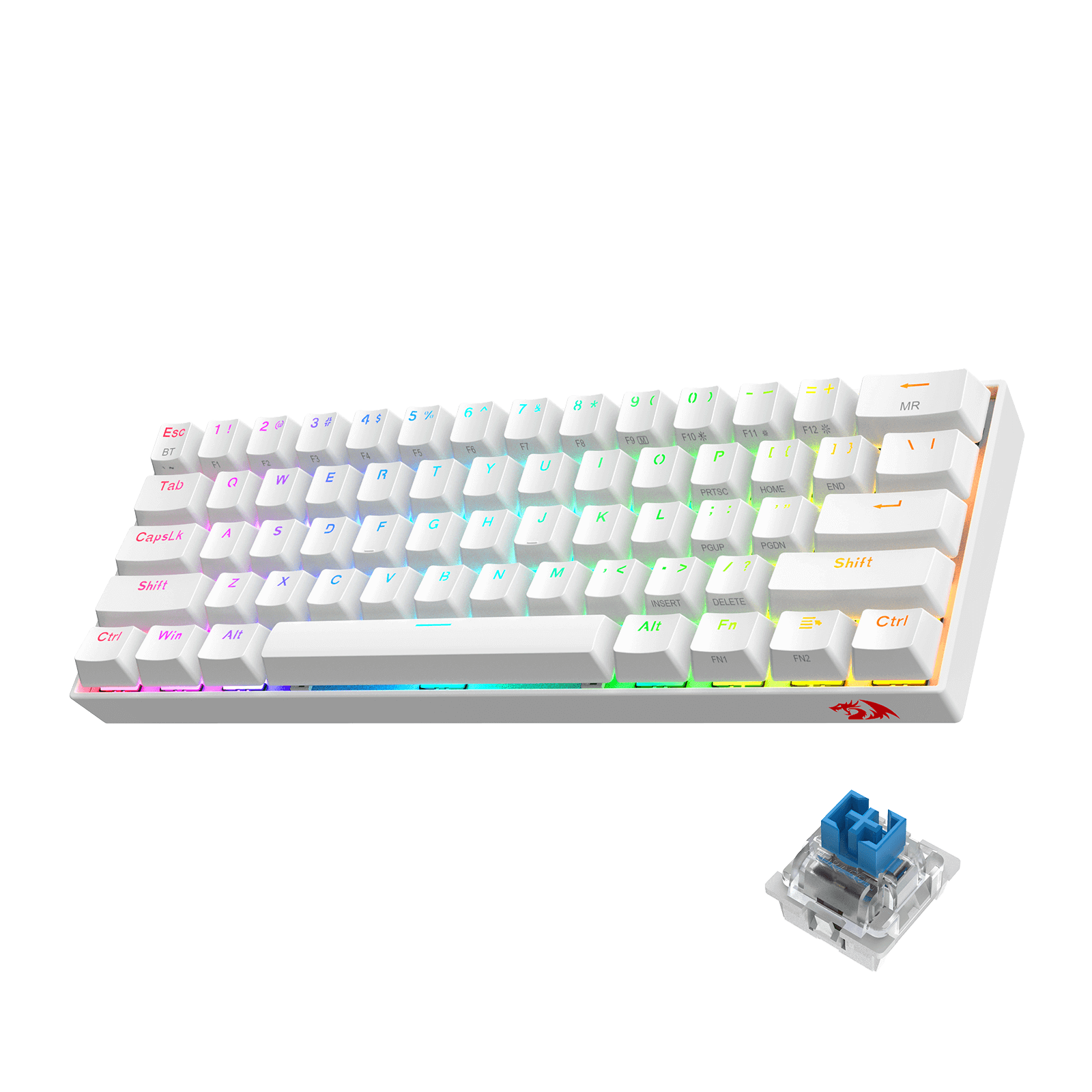 Papan Kekunci Mekanikal Tanpa Wayar RGB Padat 60% Redragon K530 PRO Draconic, Papan Kekunci Permainan Bluetooth 5.0 Reka Bentuk TKL 61 Kekunci