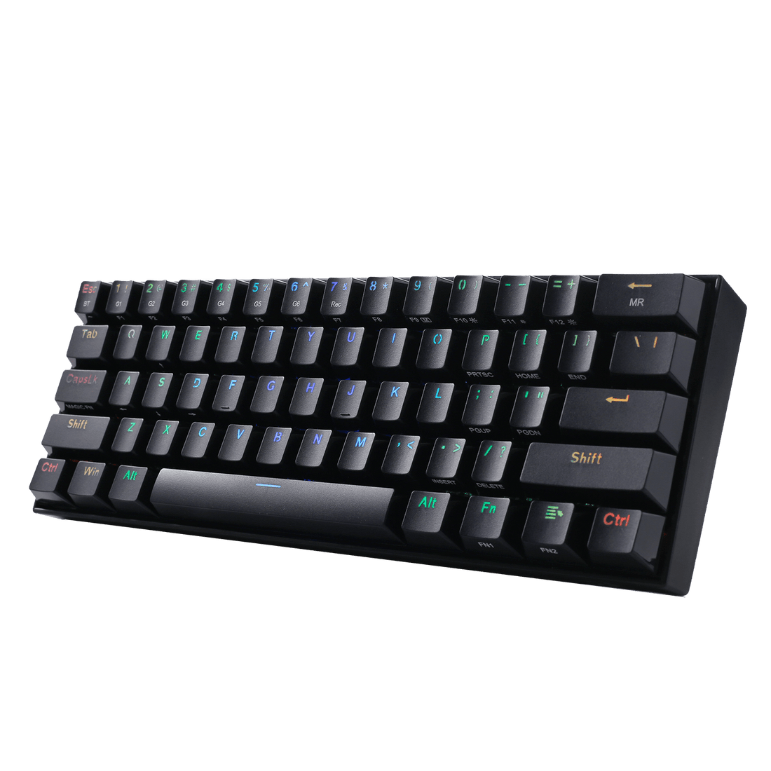 Papan Kekunci Mekanikal Tanpa Wayar RGB Kompak 60% Redragon K530 PRO Draconic, Papan Kekunci Permainan Bluetooth 5.0 Reka Bentuk Tanpa NumPad 61 Kekunci dan Lampu RGB 16.8 Juta untuk PC, Tablet, Telefon Bimbit