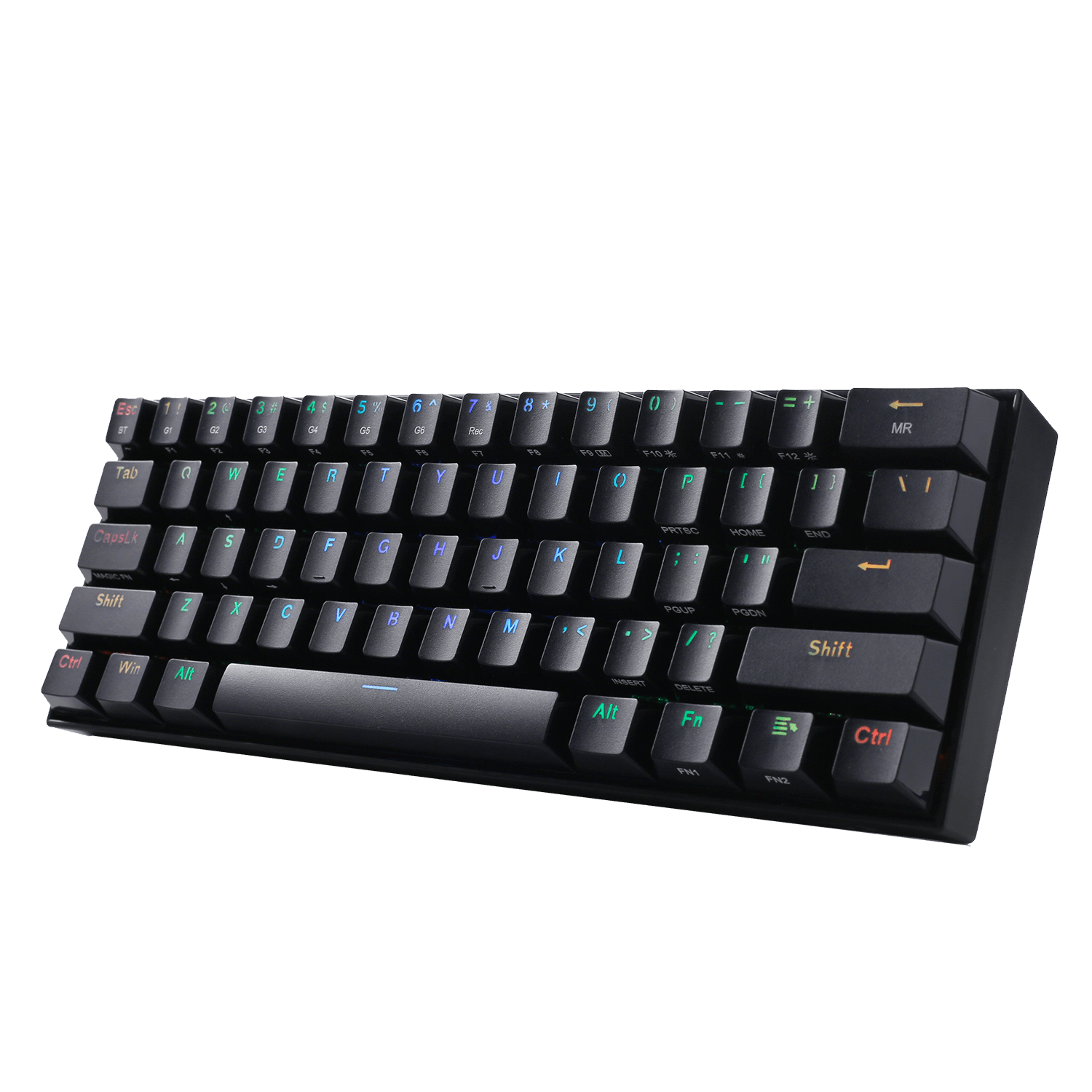 Papan Kekunci Mekanikal Tanpa Wayar RGB Kompak 60% Redragon K530 PRO Draconic, Papan Kekunci Permainan Bluetooth 5.0 Reka Bentuk Tanpa NumPad 61 Kekunci dan Lampu RGB 16.8 Juta untuk PC, Tablet, Telefon Bimbit