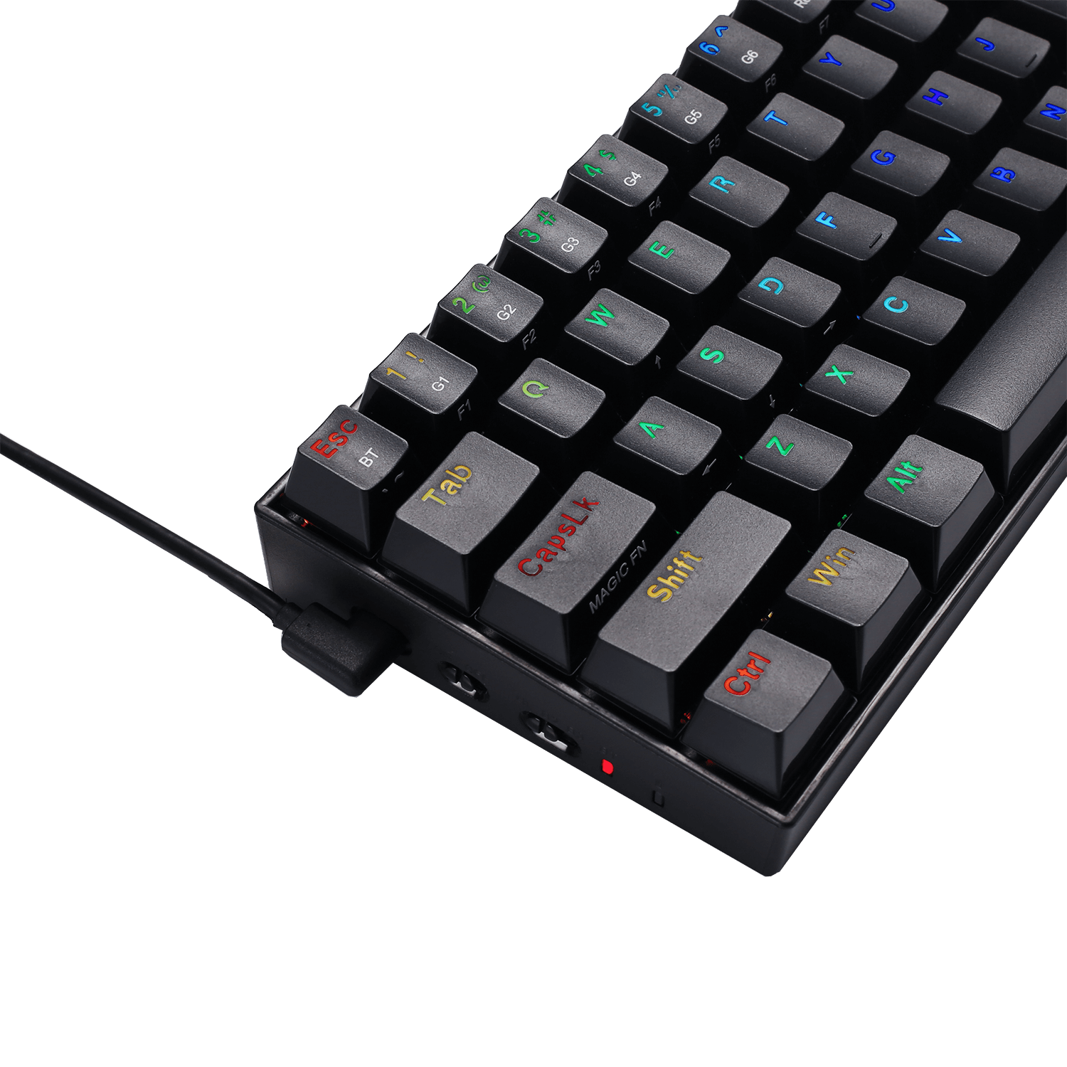 Papan Kekunci Mekanikal Tanpa Wayar RGB Kompak 60% Redragon K530 PRO Draconic, Papan Kekunci Permainan Bluetooth 5.0 Reka Bentuk Tanpa NumPad 61 Kekunci dan Lampu RGB 16.8 Juta untuk PC, Tablet, Telefon Bimbit