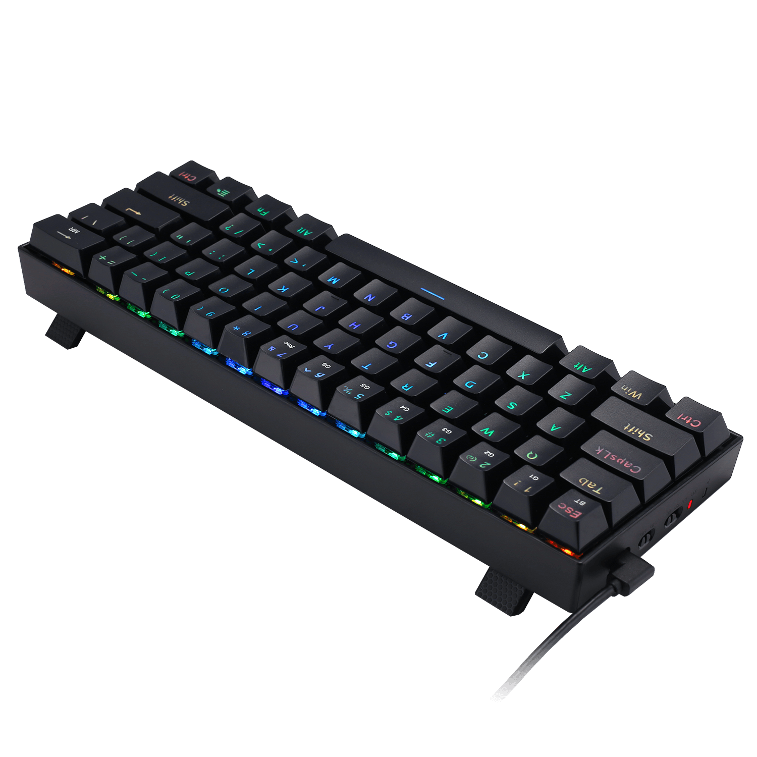 Papan Kekunci Mekanikal Tanpa Wayar RGB Kompak 60% Redragon K530 PRO Draconic, Papan Kekunci Permainan Bluetooth 5.0 Reka Bentuk Tanpa NumPad 61 Kekunci dan Lampu RGB 16.8 Juta untuk PC, Tablet, Telefon Bimbit