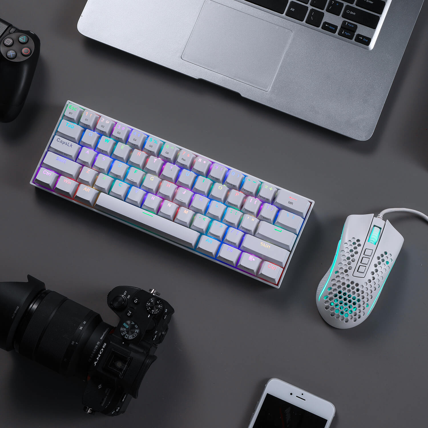 Papan Kekunci Mekanikal Tanpa Wayar RGB 60% Redragon K530 Berkas Tetikus Permainan RGB Ringan M808