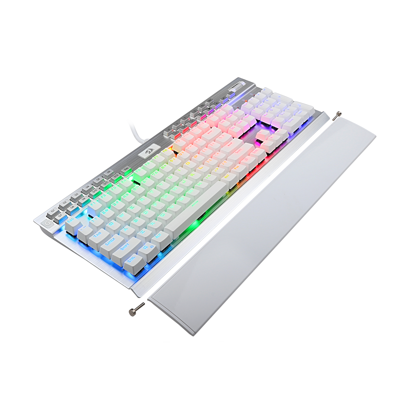 Papan Kekunci Mekanikal Putih Bercahaya Belakang LED RGB 131 Kekunci Redragon K550W RGB Yama