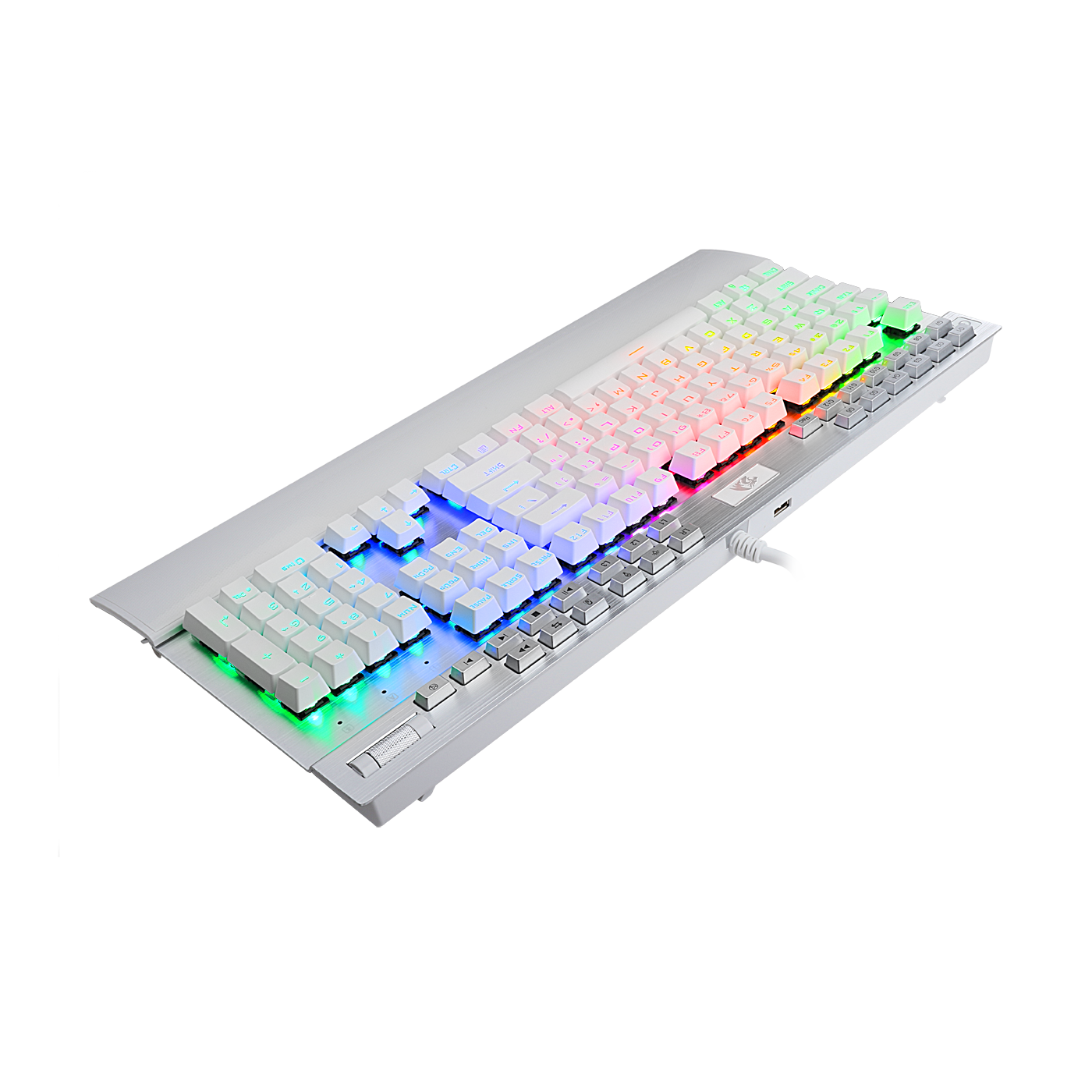 Papan Kekunci Mekanikal Putih Bercahaya Belakang LED RGB 131 Kekunci Redragon K550W RGB Yama