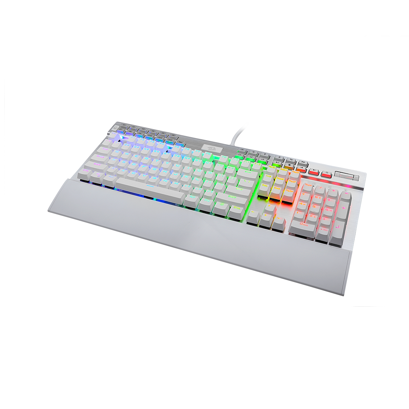 Papan Kekunci Mekanikal Putih Bercahaya Belakang LED RGB 131 Kekunci Redragon K550W RGB Yama