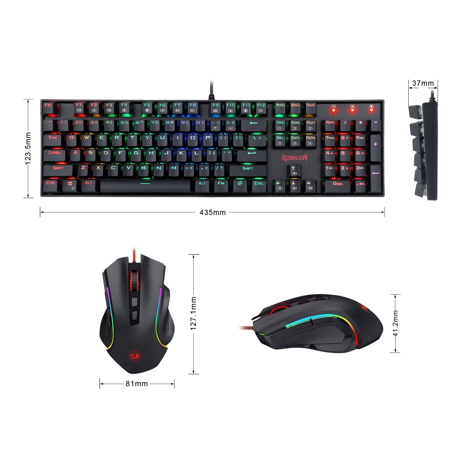 Papan Kekunci Permainan Mekanikal Redragon K551RGB-BA & Kombo Tetikus Permainan M607