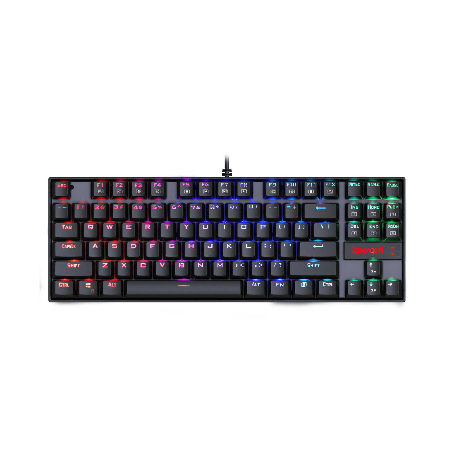 Redragon K552 KUMARA Papan Kekunci Mekanikal Beriluminasi Komputer Lampu Latar RGB LED 87 Kekunci dengan Suis Biru untuk Permainan PC Reka Bentuk ABS-Logam Kompak