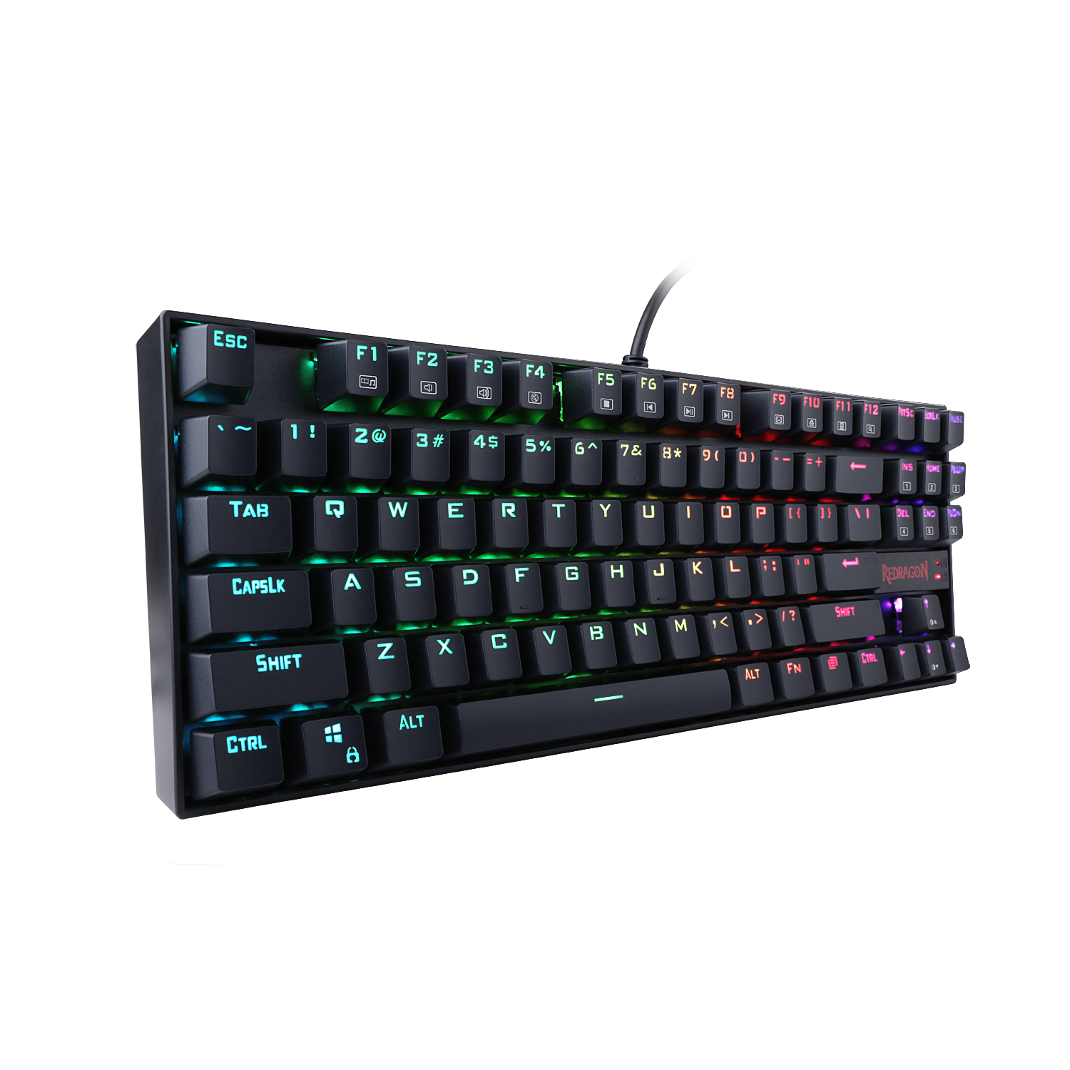 Redragon K552 KUMARA Papan Kekunci Mekanikal Beriluminasi Komputer Lampu Latar RGB LED 87 Kekunci dengan Suis Biru untuk Permainan PC Reka Bentuk ABS-Logam Kompak