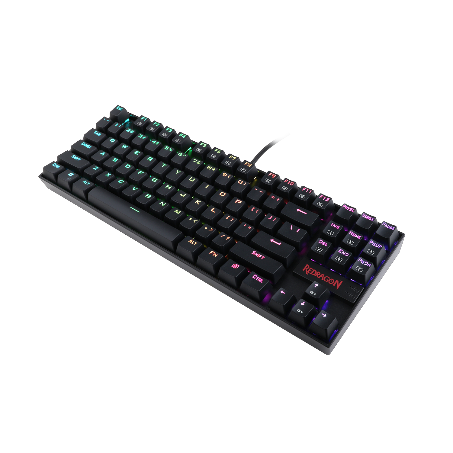 Redragon K552 KUMARA Papan Kekunci Mekanikal Beriluminasi Komputer Lampu Latar RGB LED 87 Kekunci dengan Suis Biru untuk Permainan PC Reka Bentuk ABS-Logam Kompak