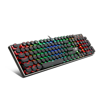 Papan Kekunci Permainan Mekanikal Lampu Latar LED RGB Redragon K556-RK dengan Suis Coklat, 104 Kekunci Standard Anti-ghosting Jenis Mesin Taip USB Retro Vintaj Mengikut Susun Atur Inggeris AS