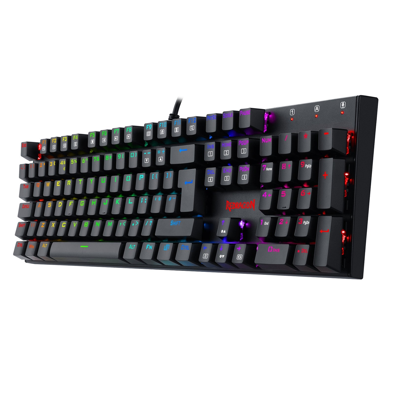 Papan Kekunci Permainan Mekanikal Lampu Latar LED RGB Redragon K565 RUDRA dengan 104 Kekunci Profesional-Suis Merah Linear