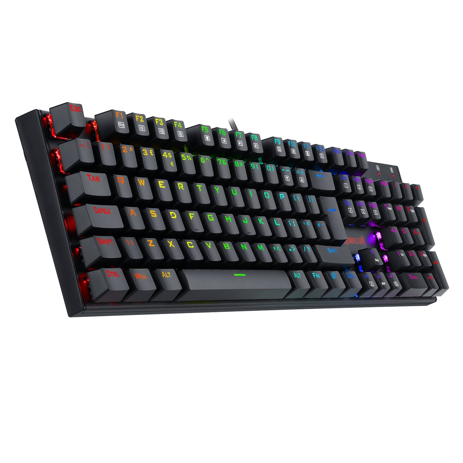 Papan Kekunci Permainan Mekanikal Lampu Latar LED RGB Redragon K565 RUDRA dengan 104 Kekunci Profesional-Suis Merah Linear