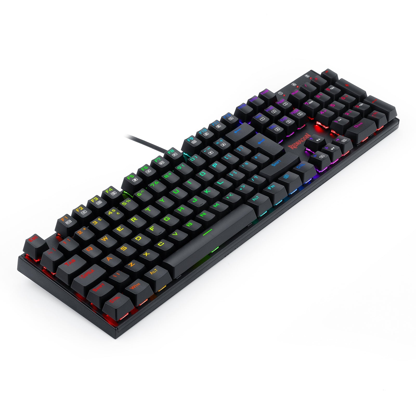 Papan Kekunci Permainan Mekanikal Lampu Latar LED RGB Redragon K565 RUDRA dengan 104 Kekunci Profesional-Suis Merah Linear