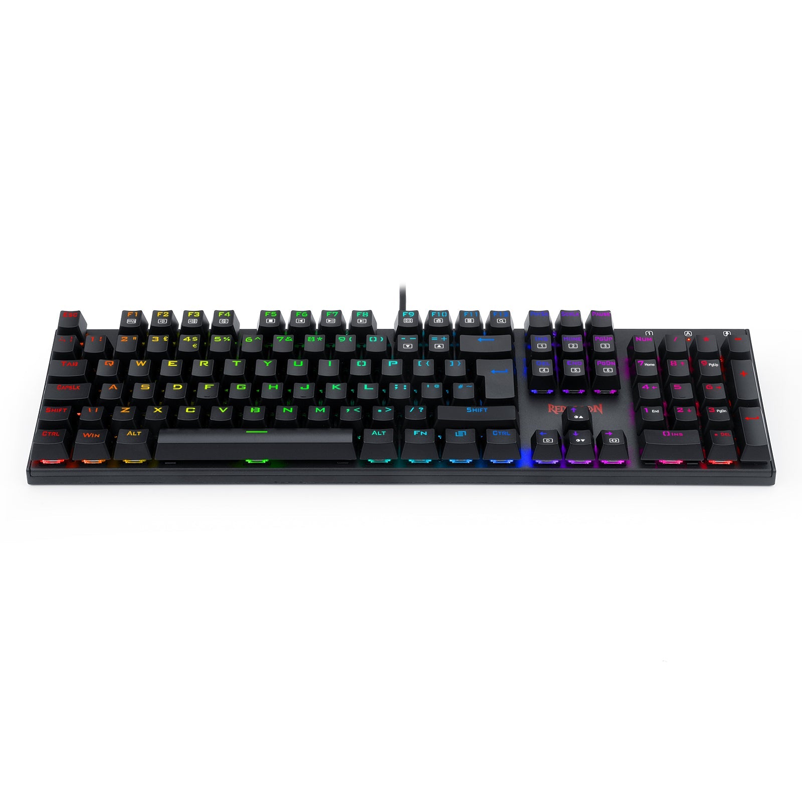 Papan Kekunci Permainan Mekanikal Lampu Latar LED RGB Redragon K565 RUDRA dengan 104 Kekunci Profesional-Suis Merah Linear