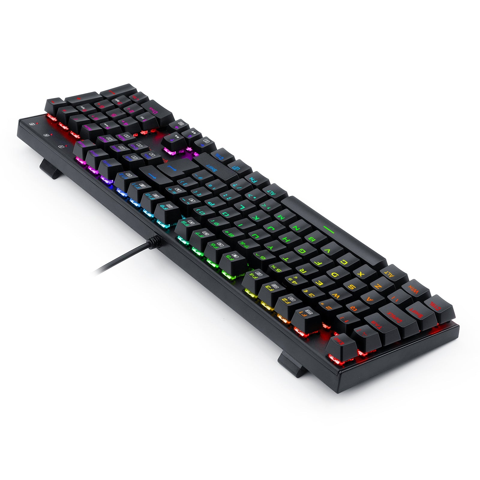 Papan Kekunci Permainan Mekanikal Lampu Latar LED RGB Redragon K565 RUDRA dengan 104 Kekunci Profesional-Suis Merah Linear
