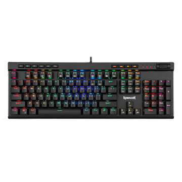 Papan Kekunci Permainan Mekanikal Lampu Latar LED RGB Redragon K580 VATA 104 Kekunci Anti-ghosting dengan Kekunci Makro & Kawalan Media Khusus, Rakaman Makro Onboard (Suis Biru)