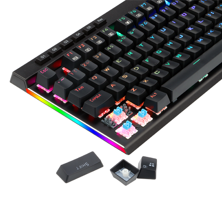 Papan Kekunci Permainan Mekanikal Lampu Latar LED RGB Redragon K580 VATA 104 Kekunci Anti-ghosting dengan Kekunci Makro & Kawalan Media Khusus, Rakaman Makro Onboard (Suis Biru)