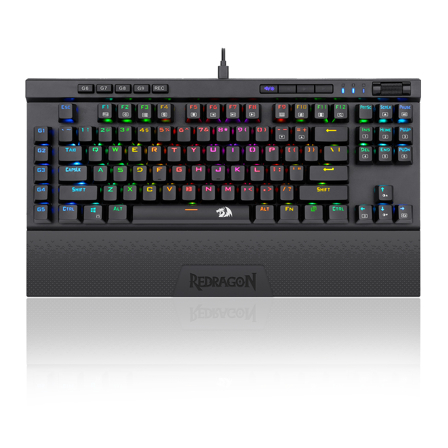 Papan Kekunci Permainan Mekanikal RGB TKL Kompak 87 Kekunci Redragon K587 MAGIC-WAND, Papan Kekunci Jenis-C dengan 9 Kekunci Makro Onboard, Tempat Rehat Pergelangan Tangan Boleh Cabut