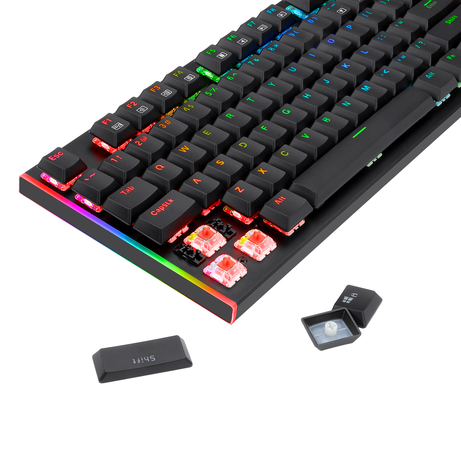 Papan Kekunci Permainan Mekanikal Berwayar Profil Rendah Lampu Latar RGB Redragon K591 Parvati, Sangat Nipis & Ringan, Anti-Ghosting 104 Kekunci, Suis Merah Senyap & Linear