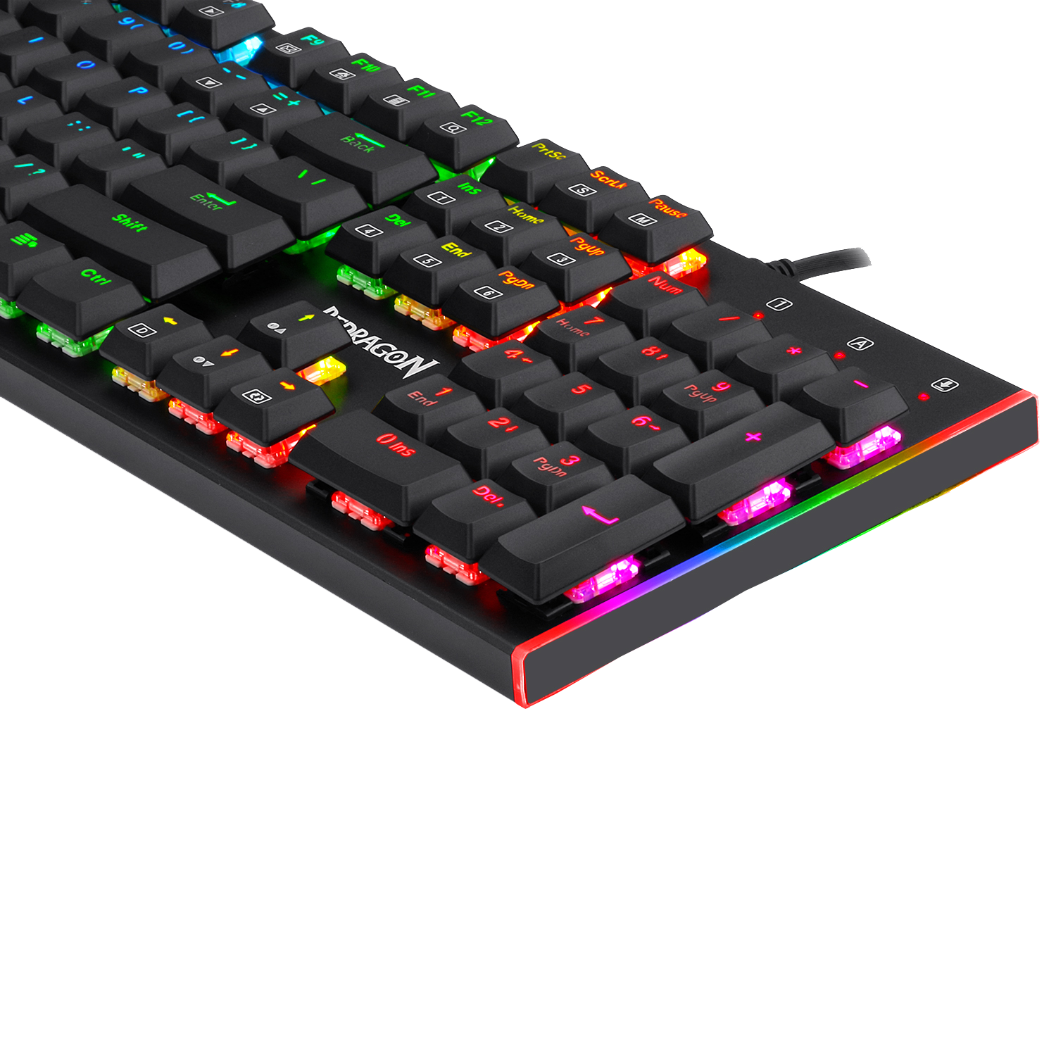Papan Kekunci Permainan Mekanikal Berwayar Profil Rendah Lampu Latar RGB Redragon K591 Parvati, Sangat Nipis & Ringan, Anti-Ghosting 104 Kekunci, Suis Merah Senyap & Linear