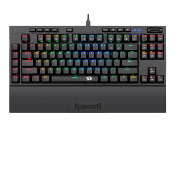 Papan Kekunci Permainan Mekanikal RGB 3 Mod Redragon K596 VISHNU, Papan Kekunci Kompak TKL 87 Kekunci dengan Bateri 2400 mAh, 10 Kekunci Makro Onboard & Tempat Letak Pergelangan Tangan, Masa Main 10 Jam, Suis Merah