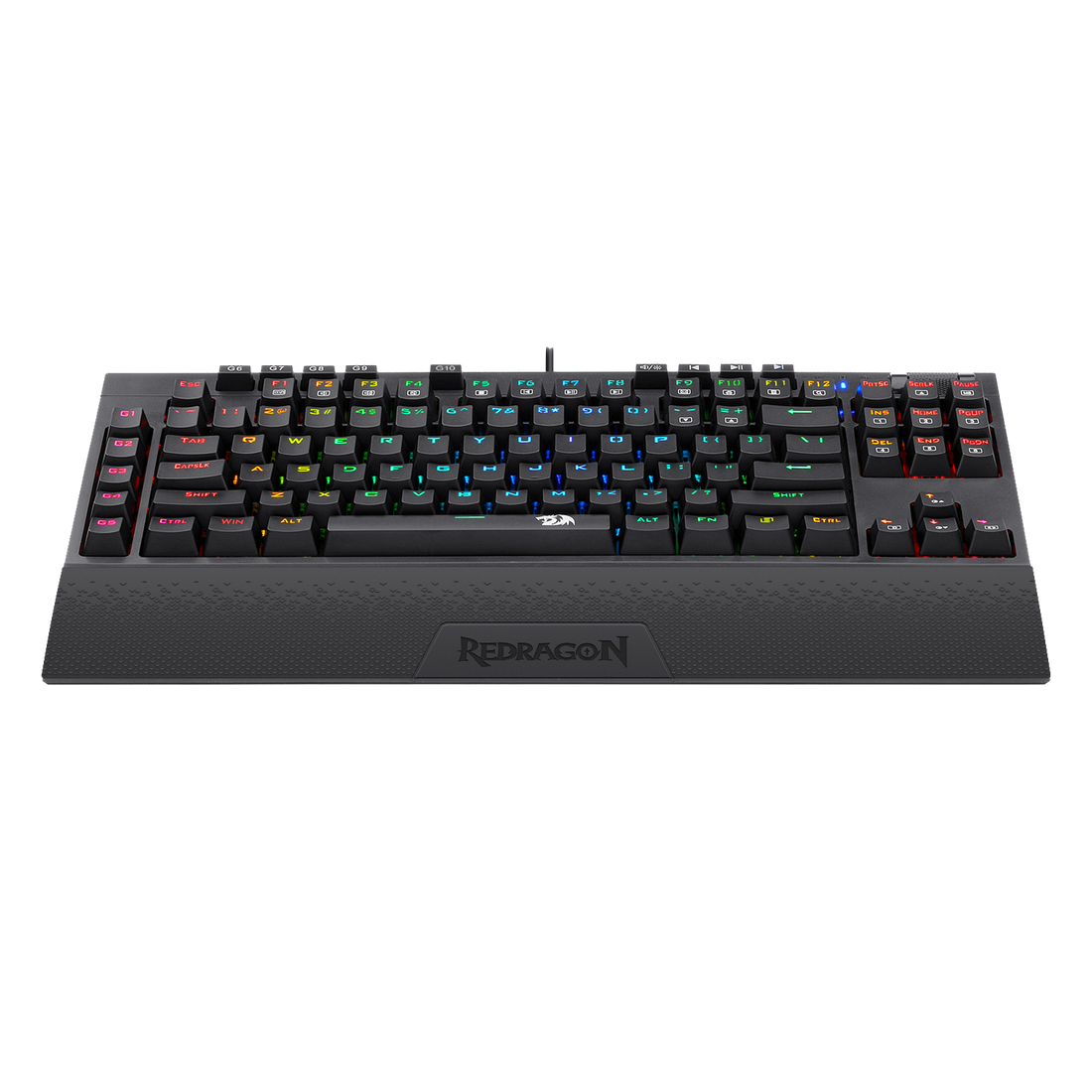 Papan Kekunci Permainan Mekanikal RGB 3 Mod Redragon K596 VISHNU, Papan Kekunci Kompak TKL 87 Kekunci dengan Bateri 2400 mAh, 10 Kekunci Makro Onboard & Tempat Letak Pergelangan Tangan, Masa Main 10 Jam, Suis Merah