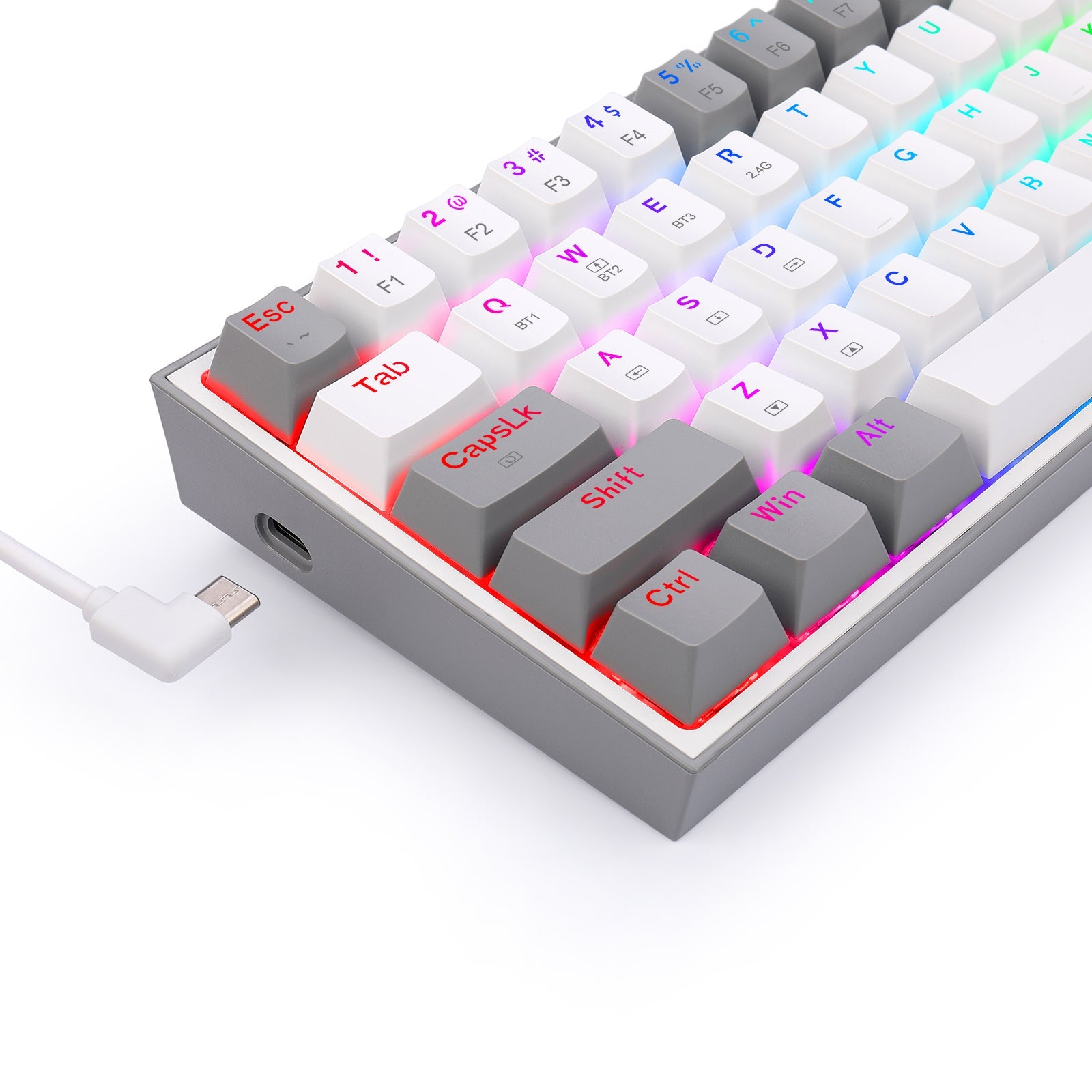 Papan Kekunci Mekanikal 61 Kekunci Fizz Pro K616-RGB-WG 2.4G/Bluetooth/Berwayar