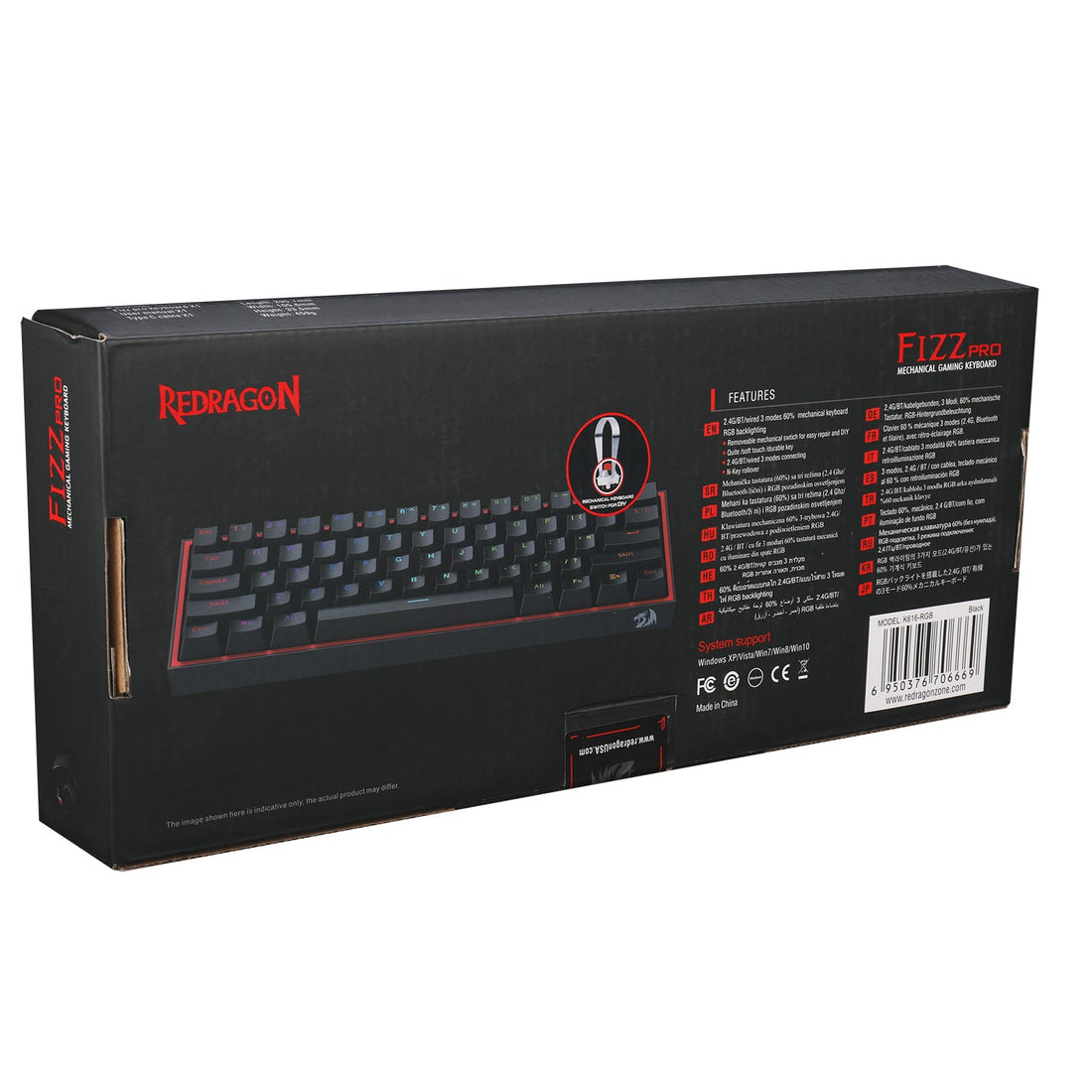 Papan Kekunci Mekanikal Redragon K616RGB-B 61 Kekunci