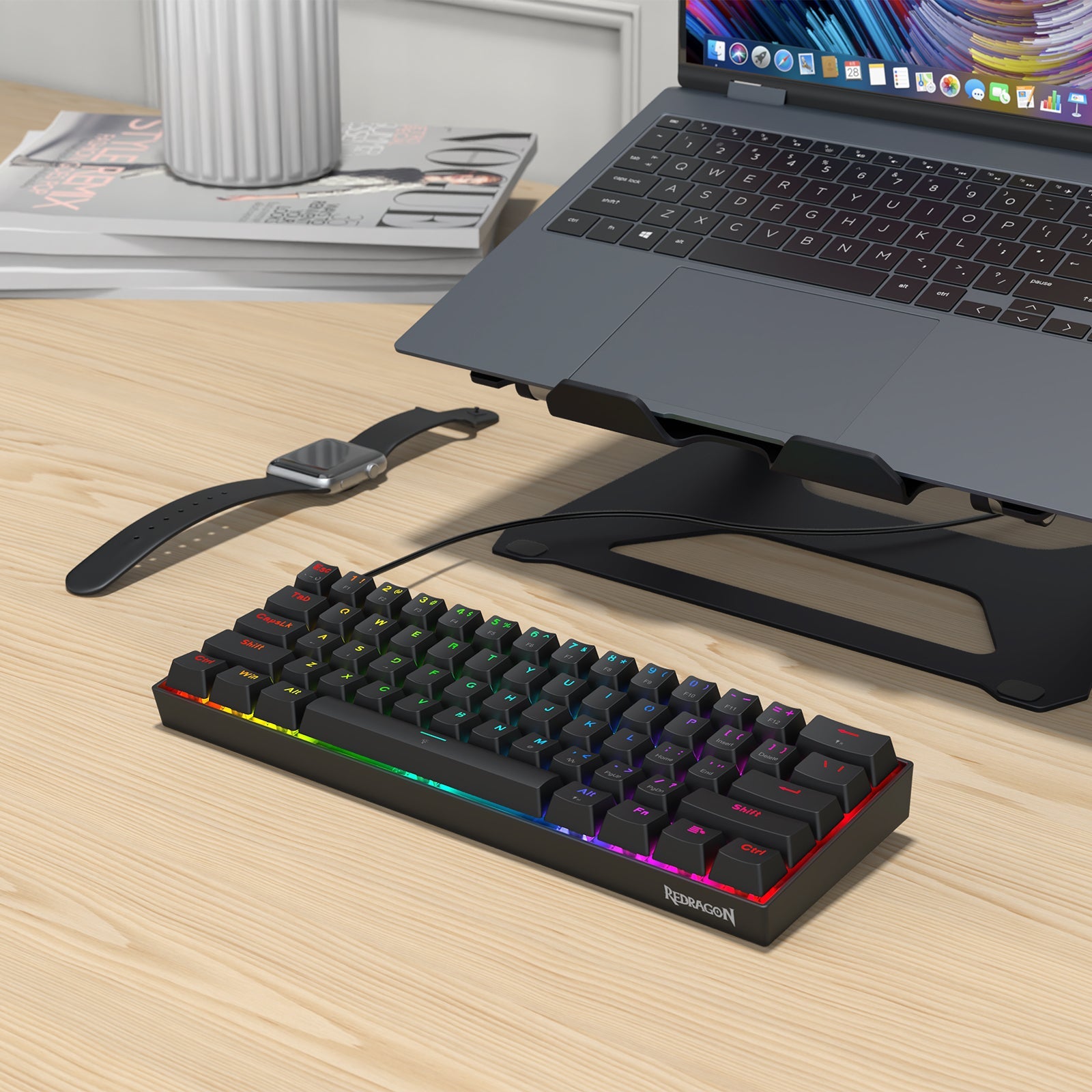 Papan kekunci magnet pencetus pantas 61 kek berwayar Fizz K617-RGB-M