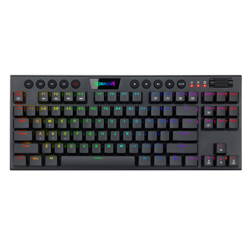 Papan Kekunci Mekanikal RGB Redragon K622 Horus TKL, Papan Kekunci Permainan Berwayar Reka Bentuk Ultra Nipis dengan Penutup Kekunci Profil Rendah, Kawalan Media Khusus & Suis Merah Linear, Perisian Profesional Disokong