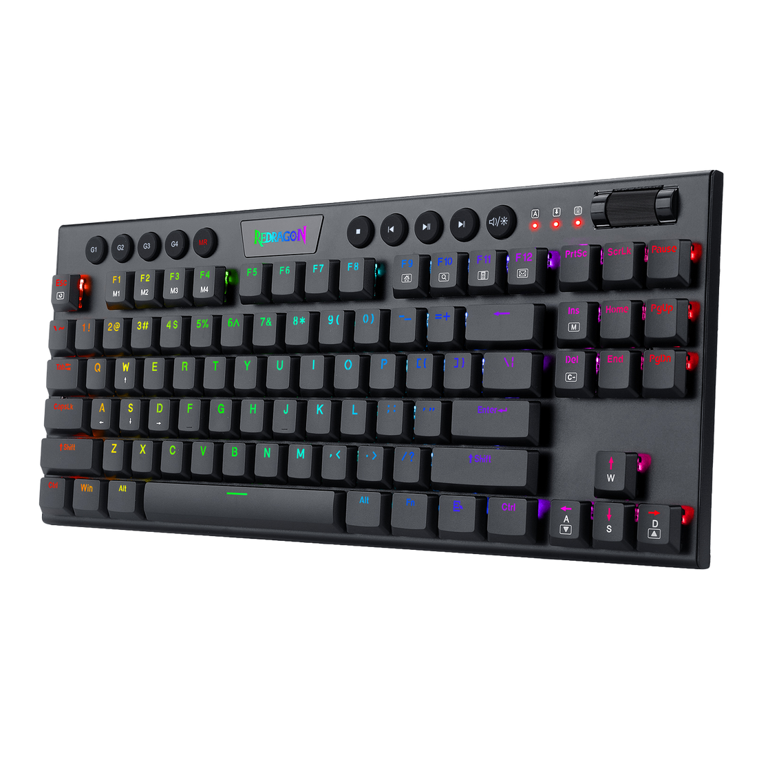 Papan Kekunci Mekanikal RGB Redragon K622 Horus TKL, Papan Kekunci Permainan Berwayar Reka Bentuk Ultra Nipis dengan Penutup Kekunci Profil Rendah, Kawalan Media Khusus & Suis Merah Linear, Perisian Profesional Disokong