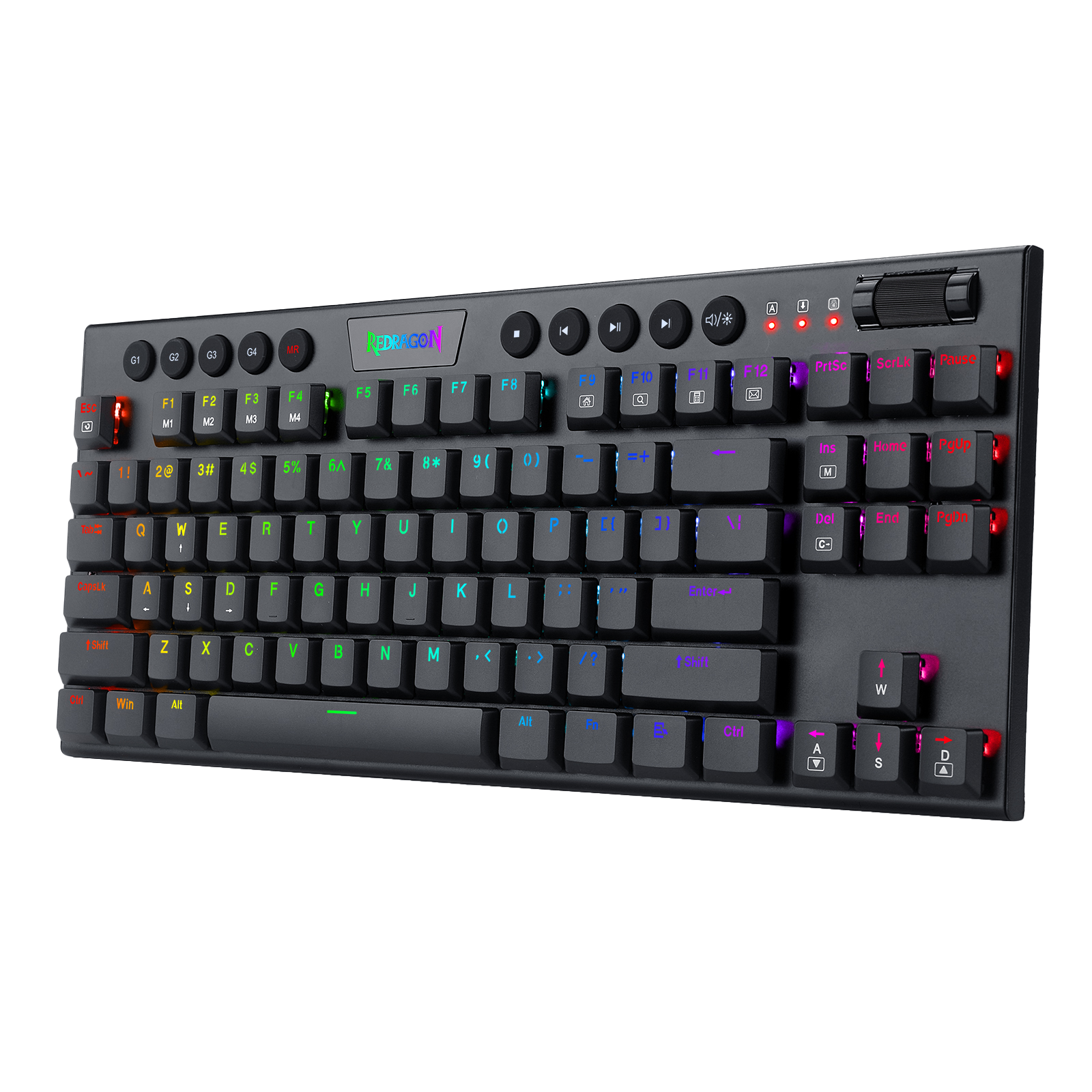 Papan Kekunci Mekanikal RGB Redragon K622 Horus TKL, Papan Kekunci Permainan Berwayar Reka Bentuk Ultra Nipis dengan Penutup Kekunci Profil Rendah, Kawalan Media Khusus & Suis Merah Linear, Perisian Profesional Disokong