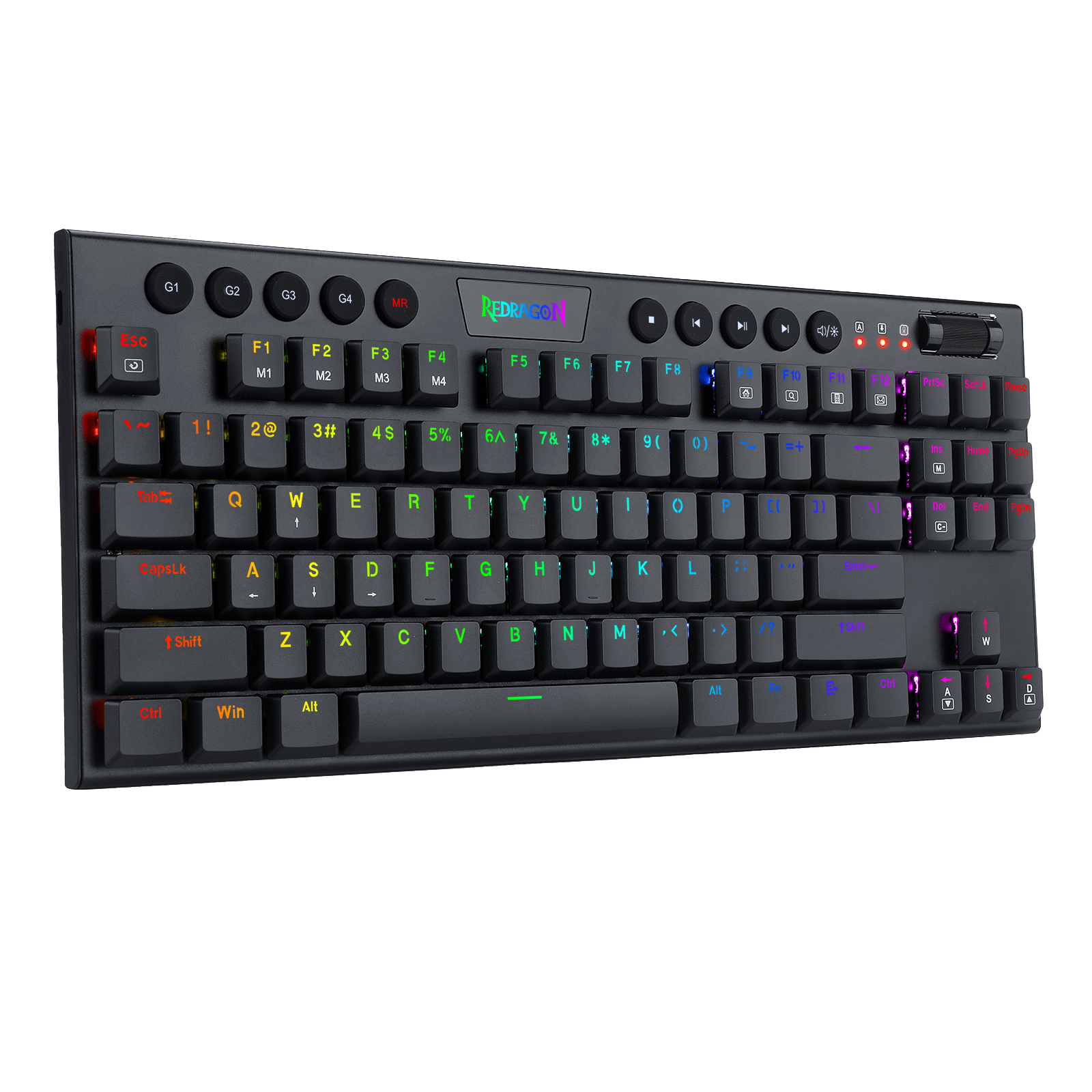 Papan Kekunci Mekanikal RGB Redragon K622 Horus TKL, Papan Kekunci Permainan Berwayar Reka Bentuk Ultra Nipis dengan Penutup Kekunci Profil Rendah, Kawalan Media Khusus & Suis Merah Linear, Perisian Profesional Disokong