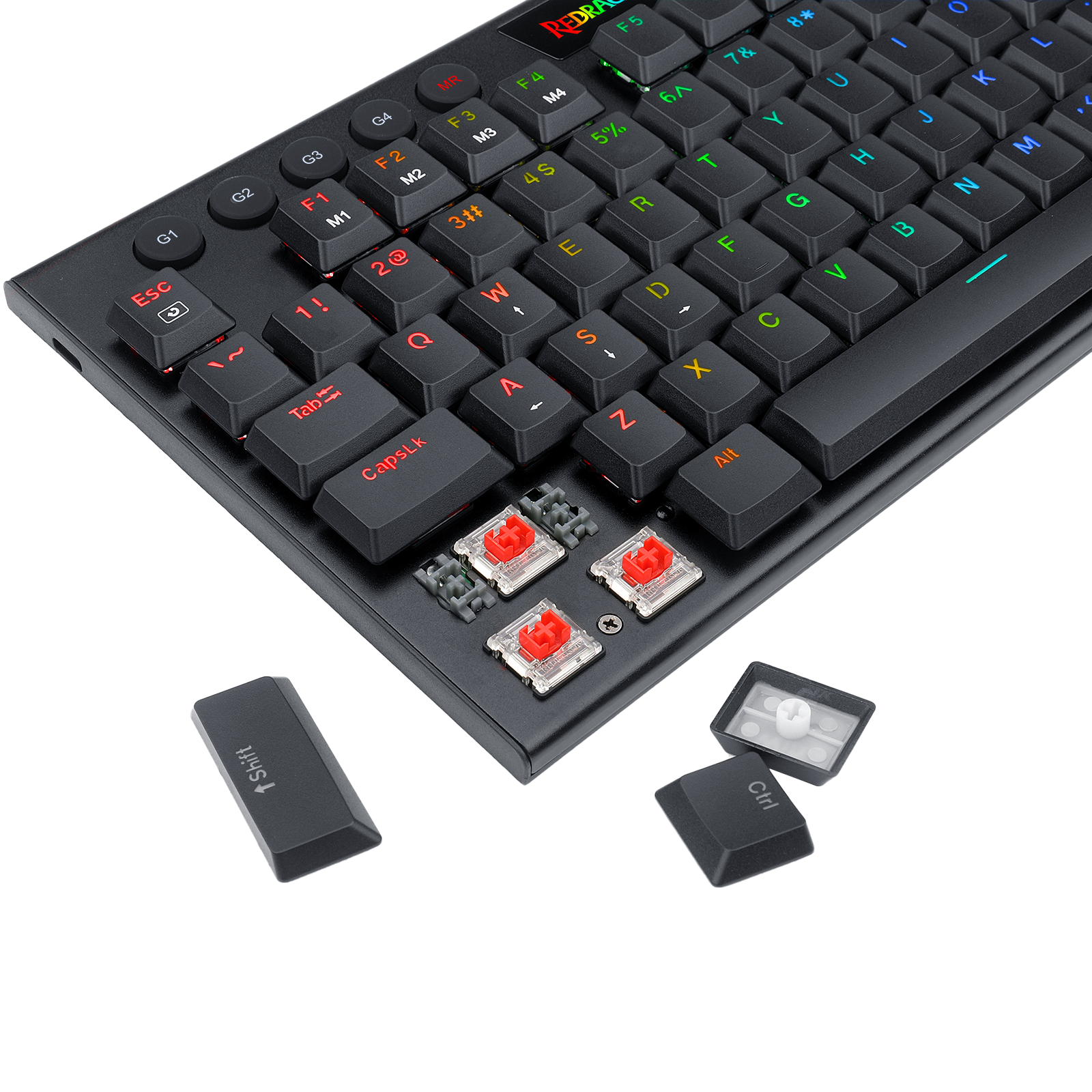 Papan Kekunci Mekanikal RGB Redragon K622 Horus TKL, Papan Kekunci Permainan Berwayar Reka Bentuk Ultra Nipis dengan Penutup Kekunci Profil Rendah, Kawalan Media Khusus & Suis Merah Linear, Perisian Profesional Disokong