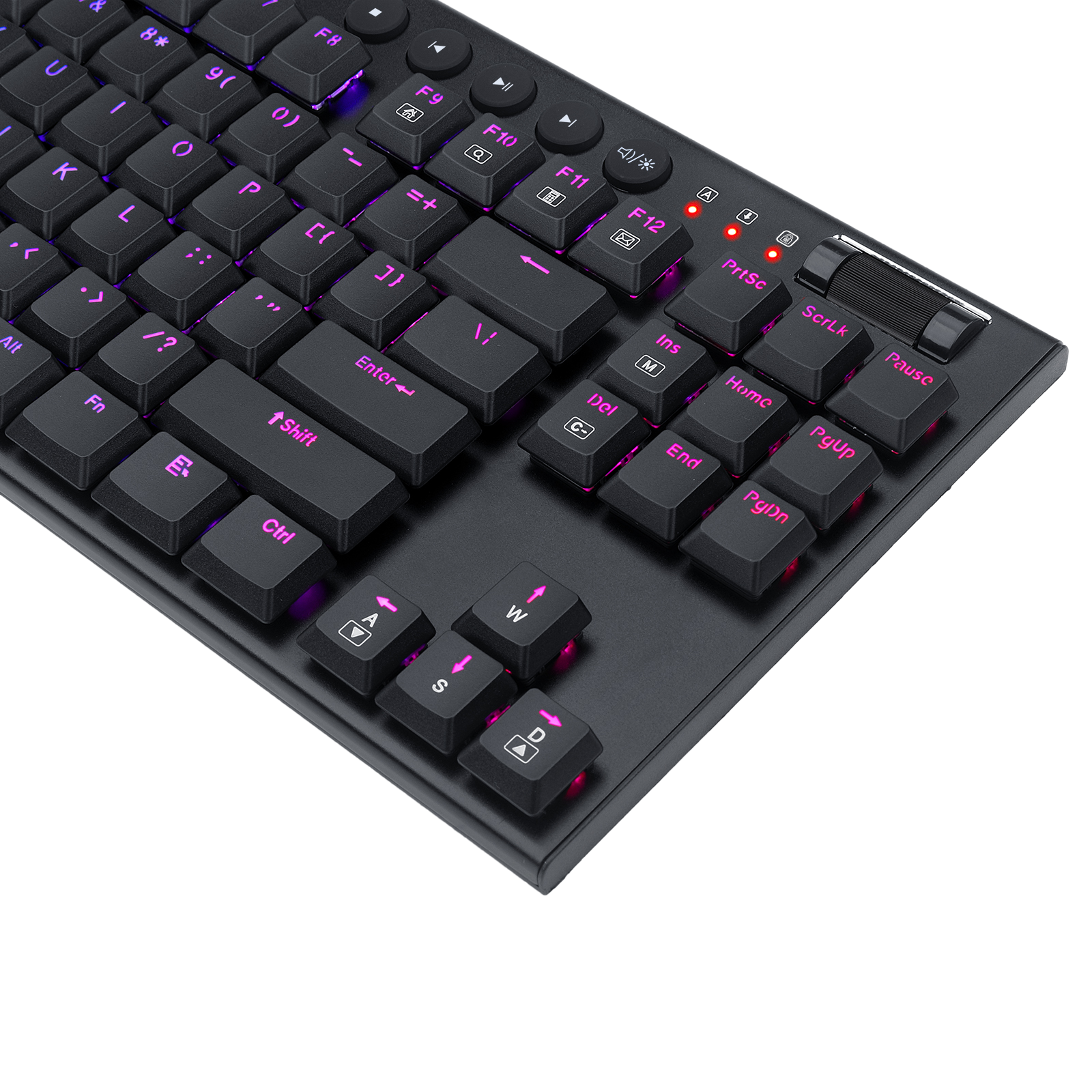 Papan Kekunci Mekanikal RGB Redragon K622 Horus TKL, Papan Kekunci Permainan Berwayar Reka Bentuk Ultra Nipis dengan Penutup Kekunci Profil Rendah, Kawalan Media Khusus & Suis Merah Linear, Perisian Profesional Disokong