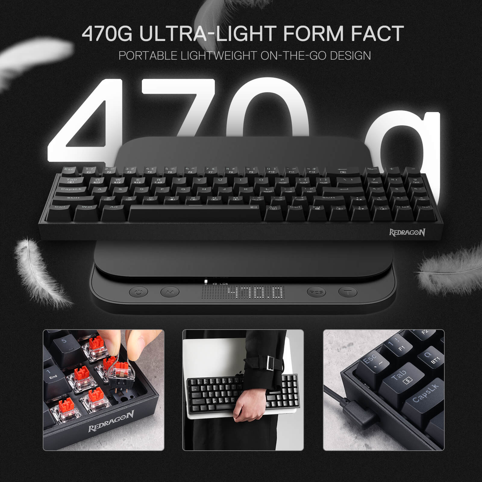 Redragon BS136 Tri-Mode Gaming Keyboard & Mouse Combo compact with 2.4Ghz wireless, BT3.0/5.0, Type-C Wired connection tech