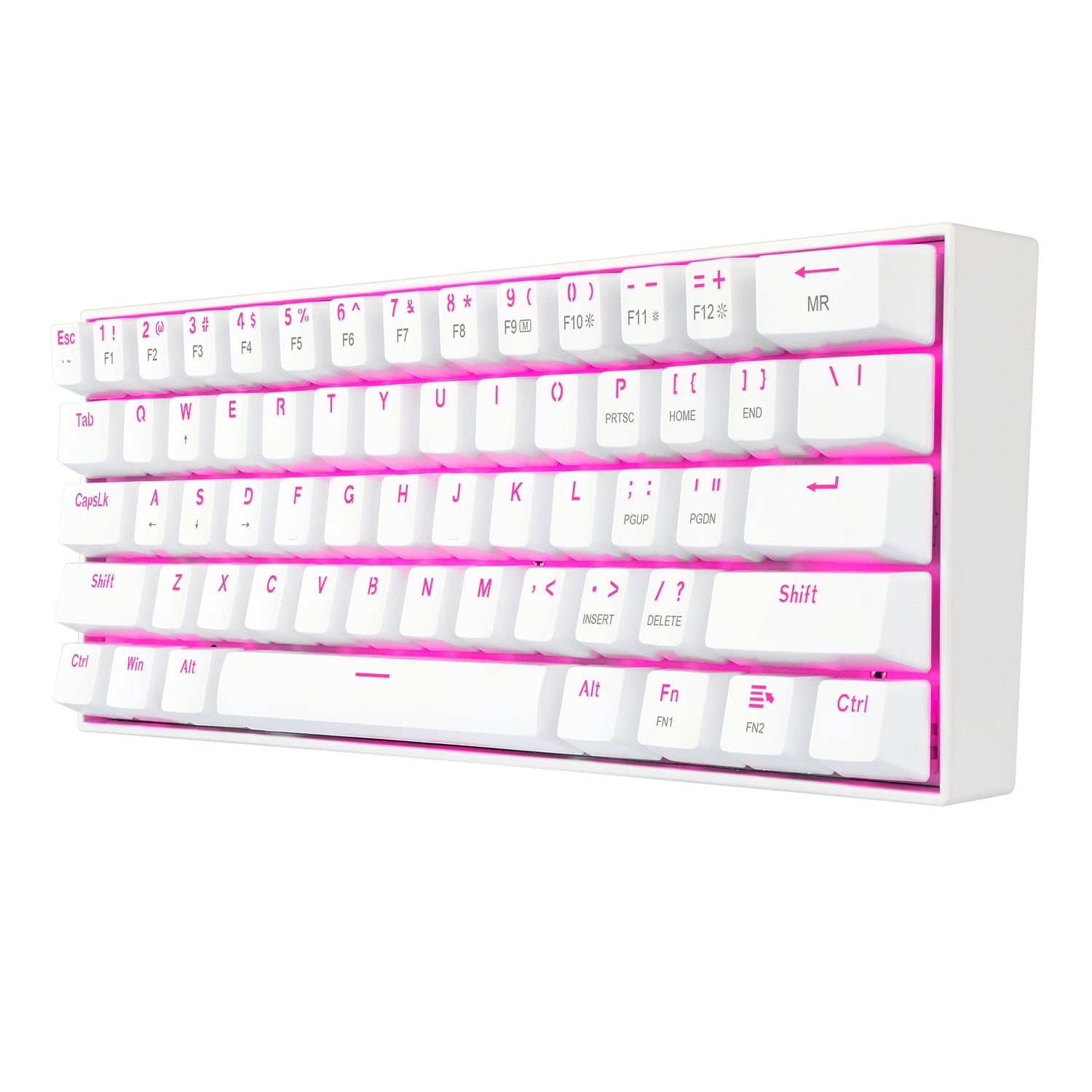 Papan Kekunci Mekanikal Permainan Redragon K630W, Lampu Latar LED Merah Jambu